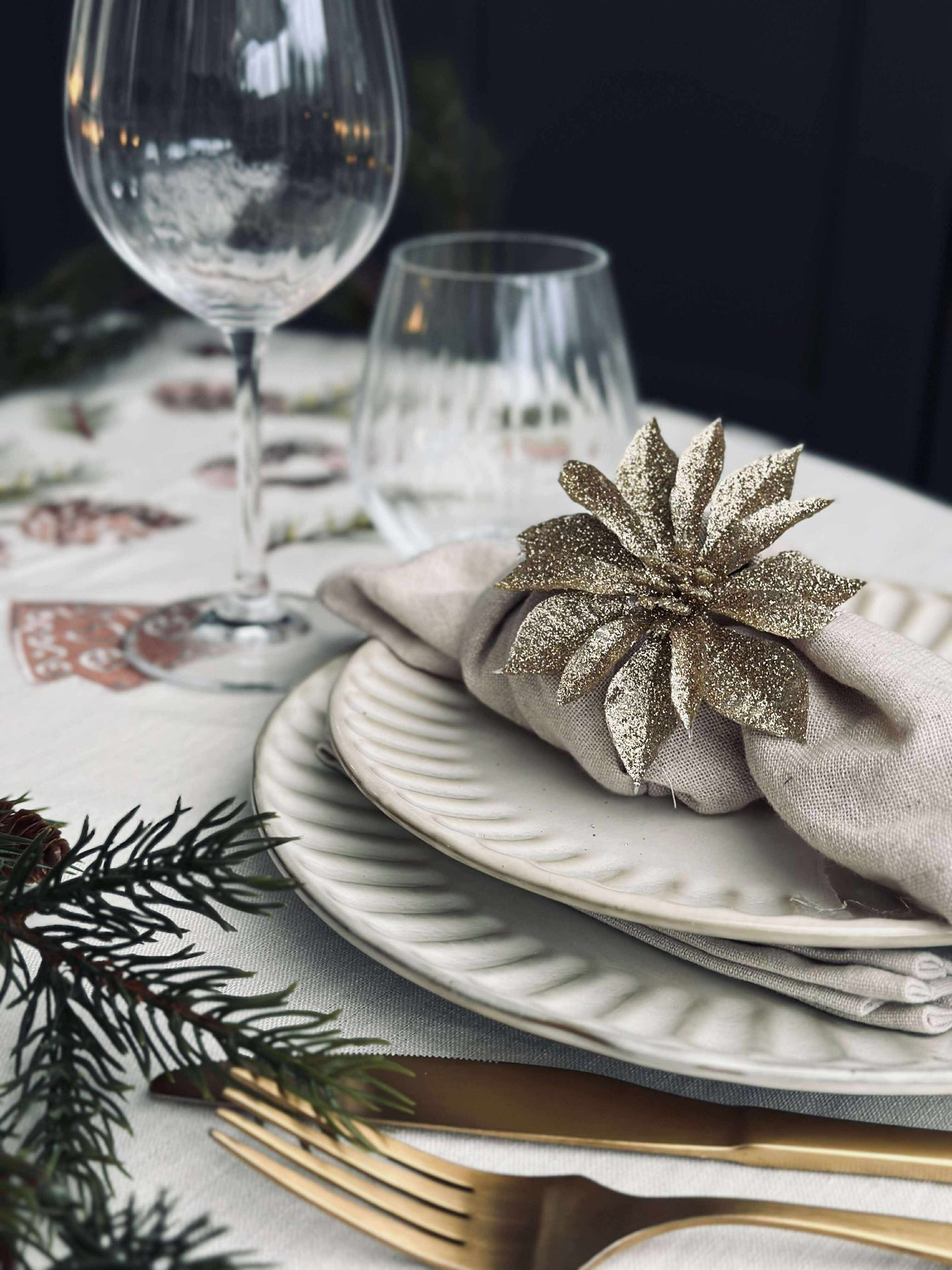 Dekorblomster med glimmer - 4 stk