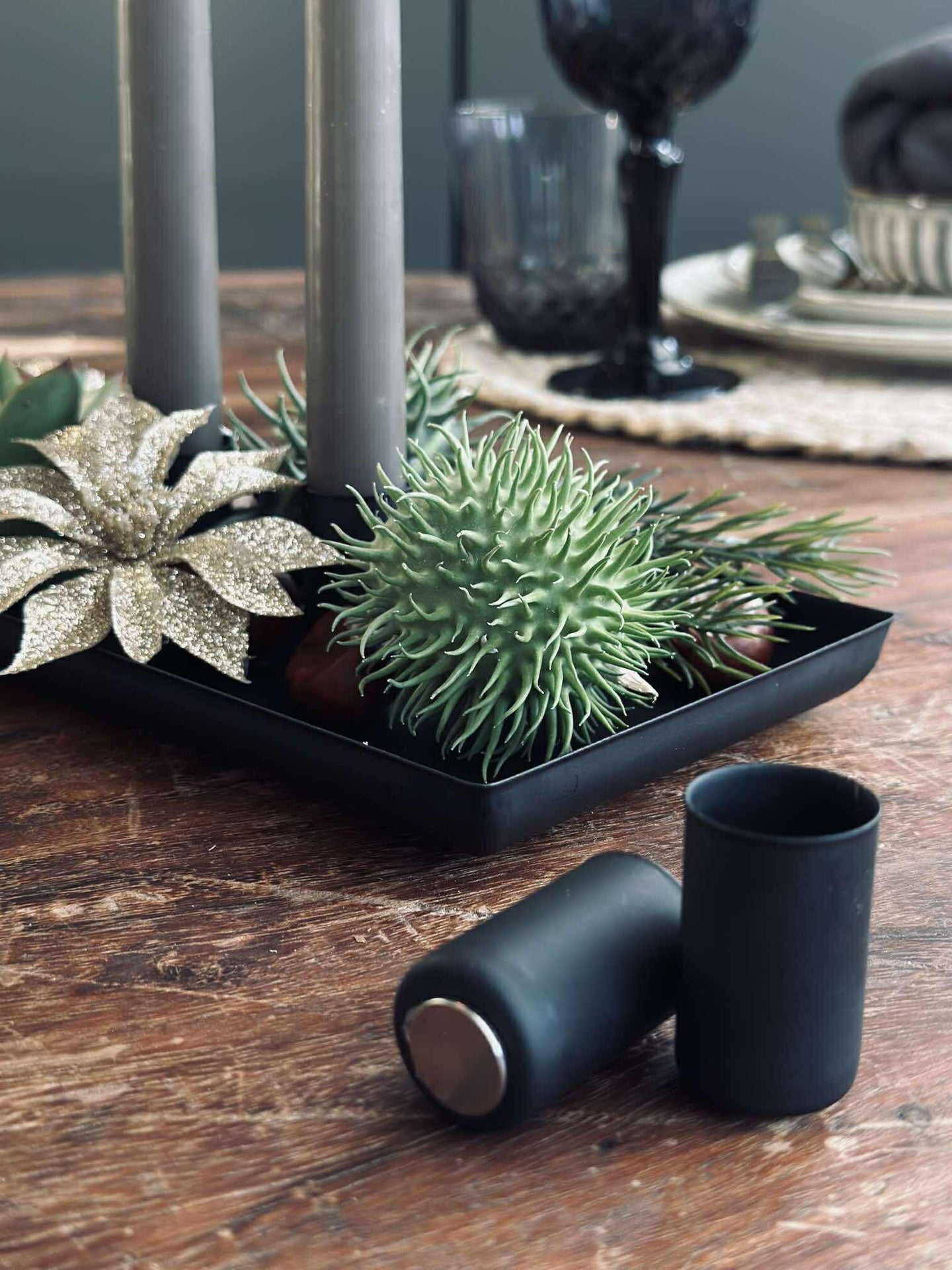 Brett med lysestaker - Avlang