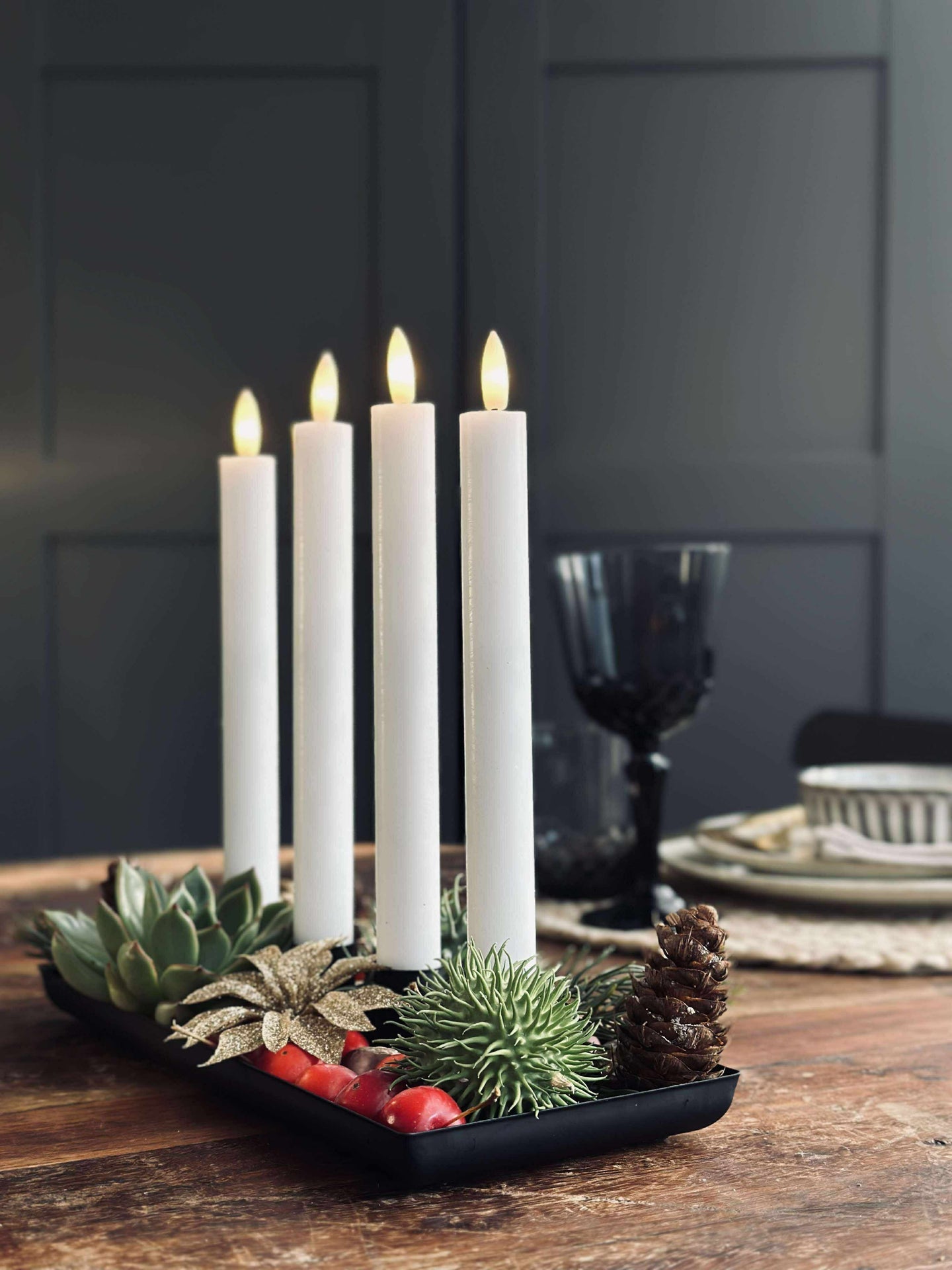 Brett med lysestaker - Avlang