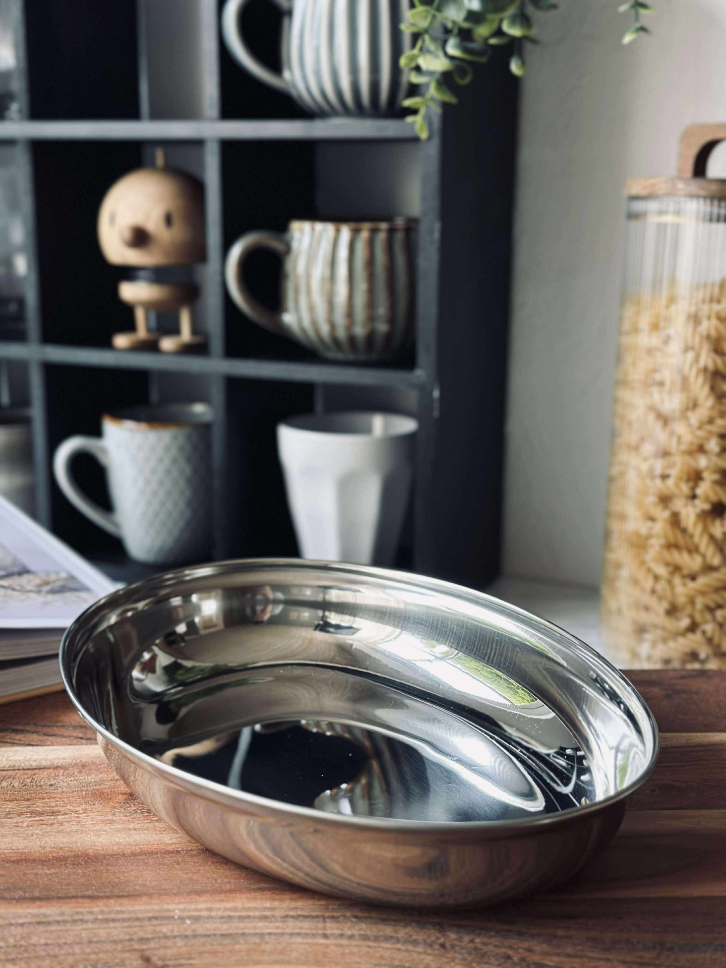 Rundt fat med kant - Rustfritt stål