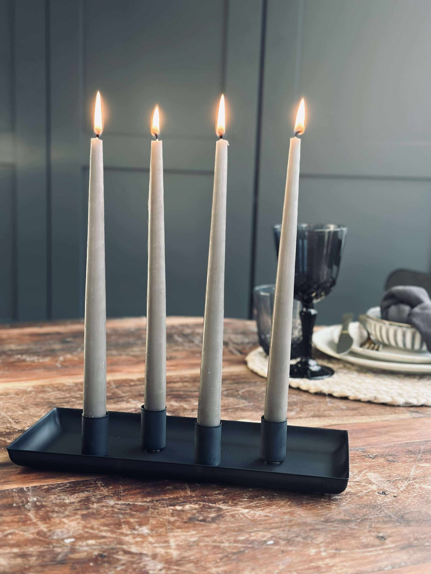 Brett med lysestaker - Avlang