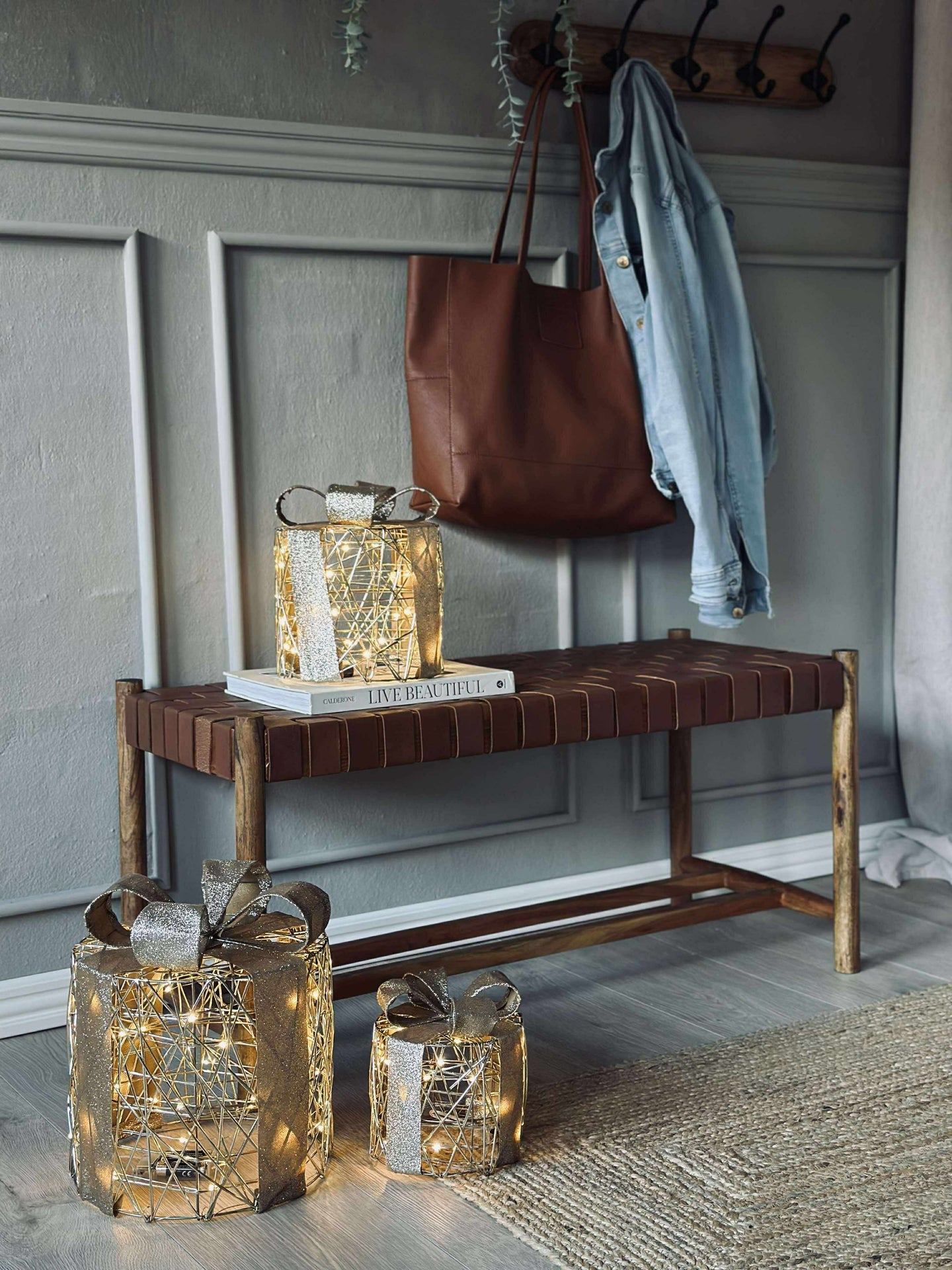 Julegaver med LED-lys - 3 stk.