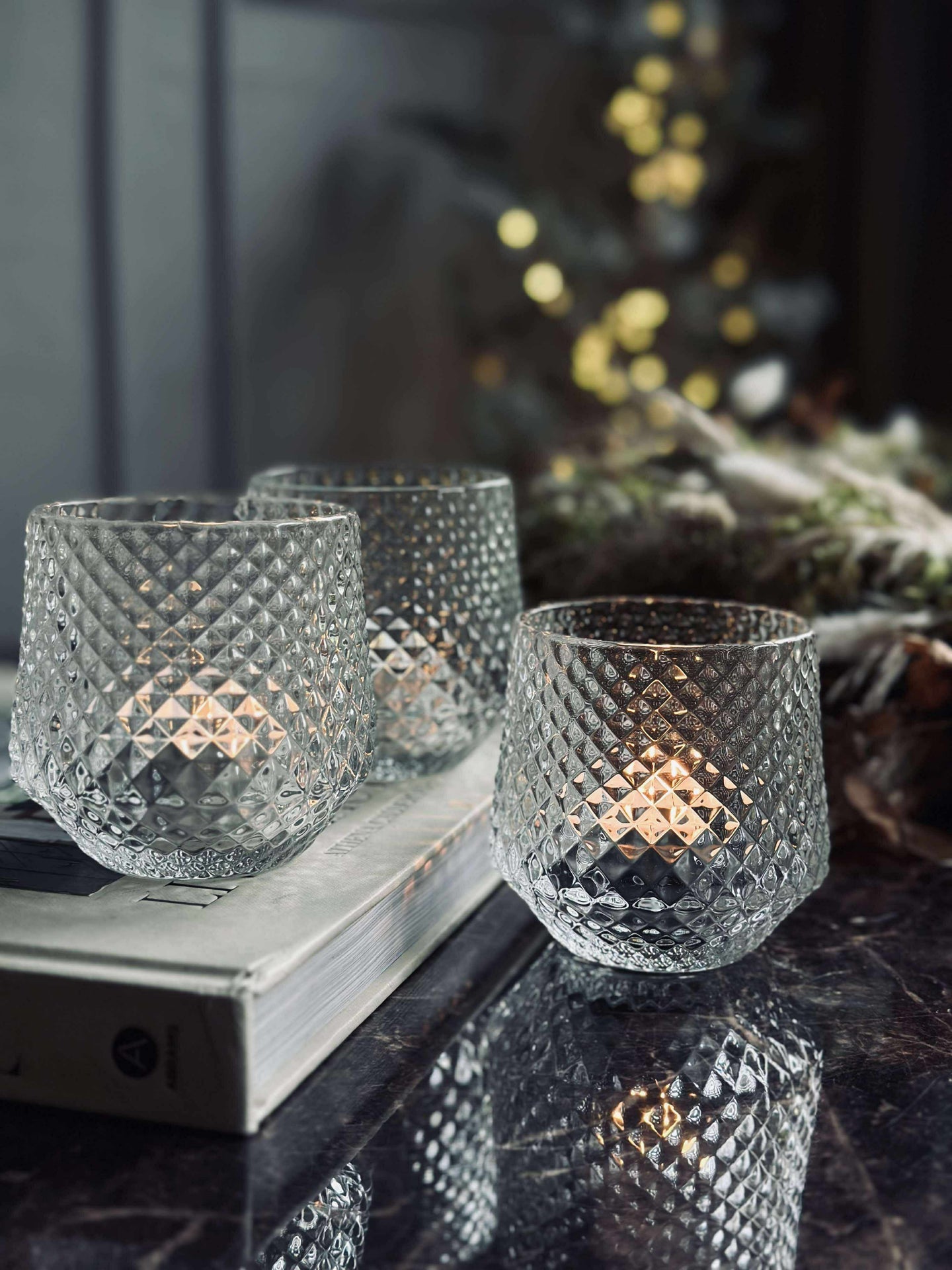 Lysestaker i klart glass - Sett med 3 stk.