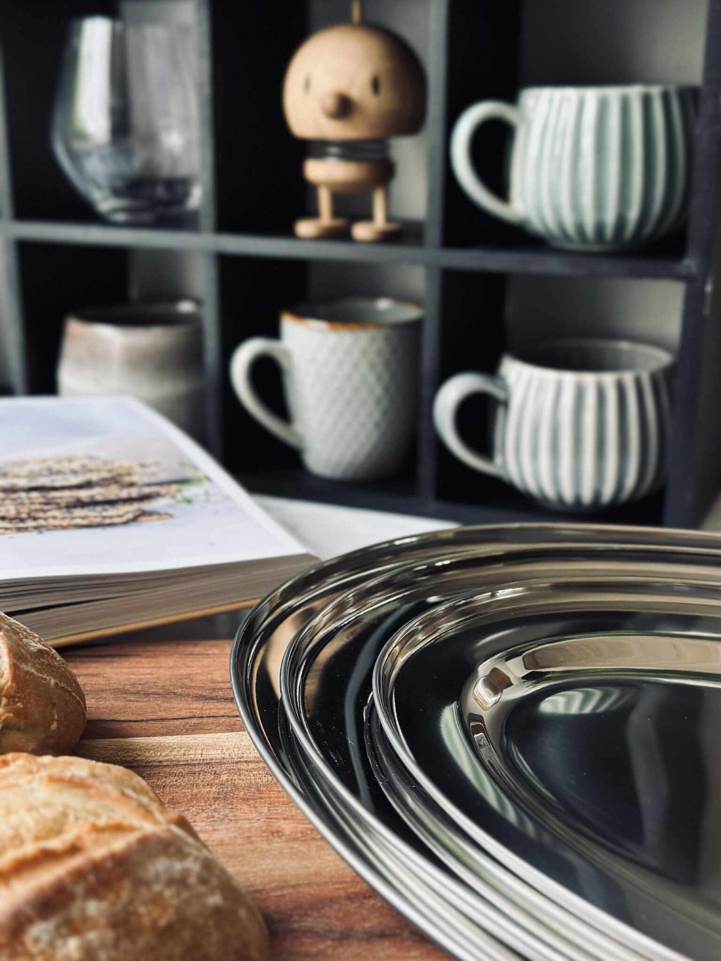 Ovalt brett i rustfritt stål - Sett med 3 stk.