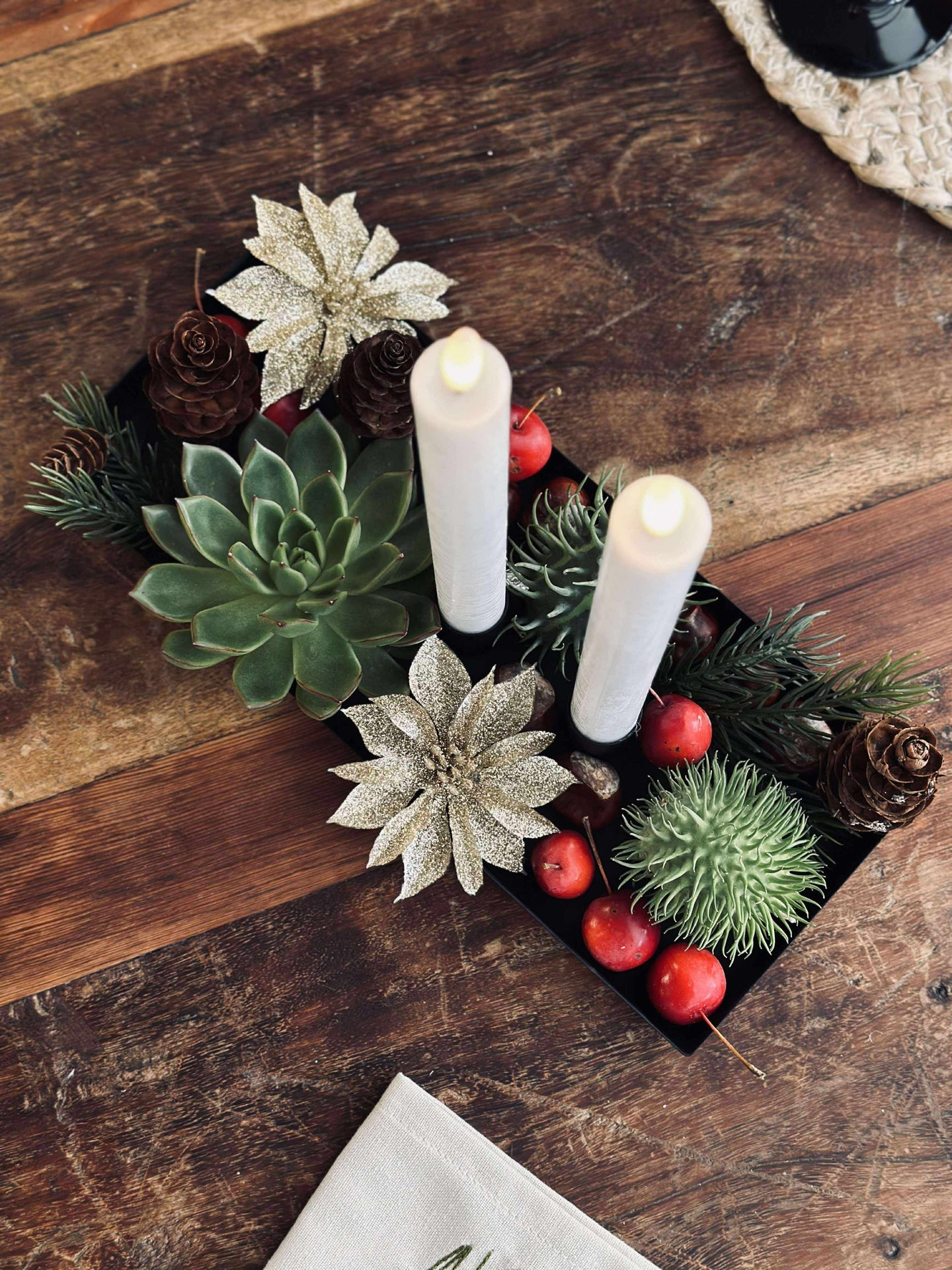 Brett med lysestaker - Avlang