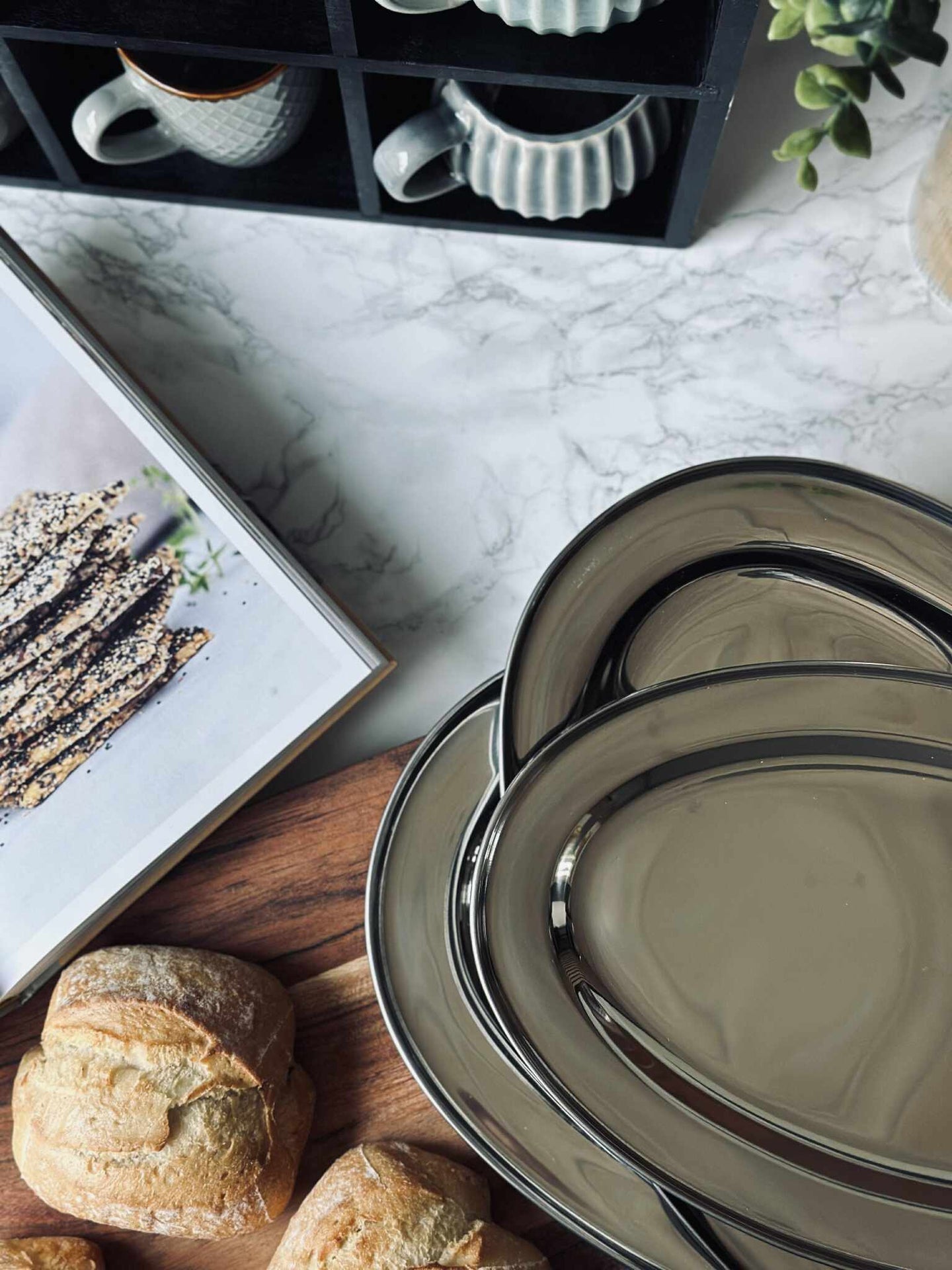 Ovalt brett i rustfritt stål - Sett med 3 stk.