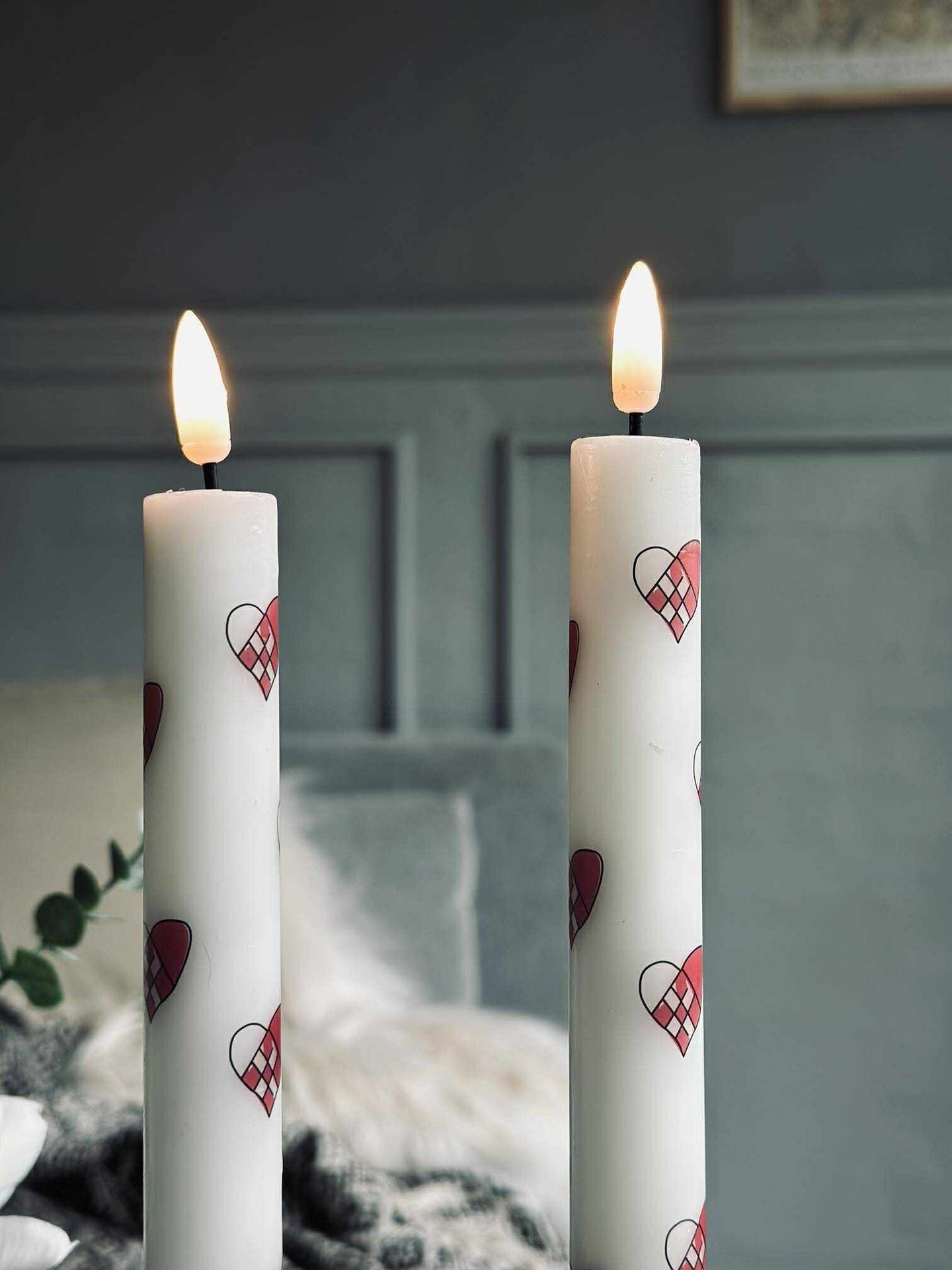 LED Stearinlys 2 stk - Hjerter