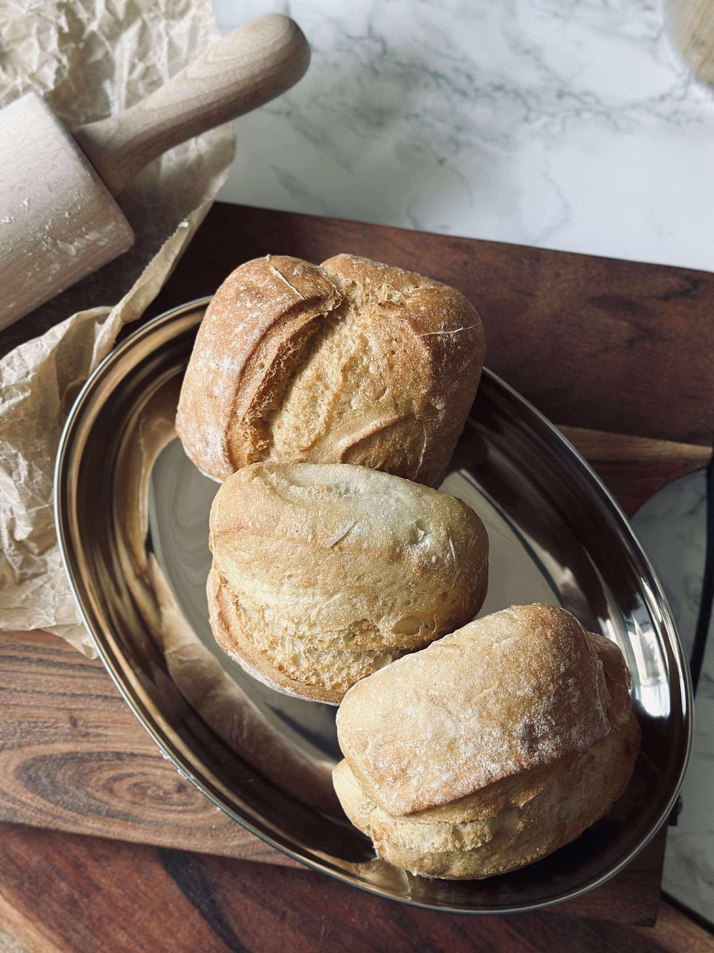 Rundt fat med kant - Rustfritt stål