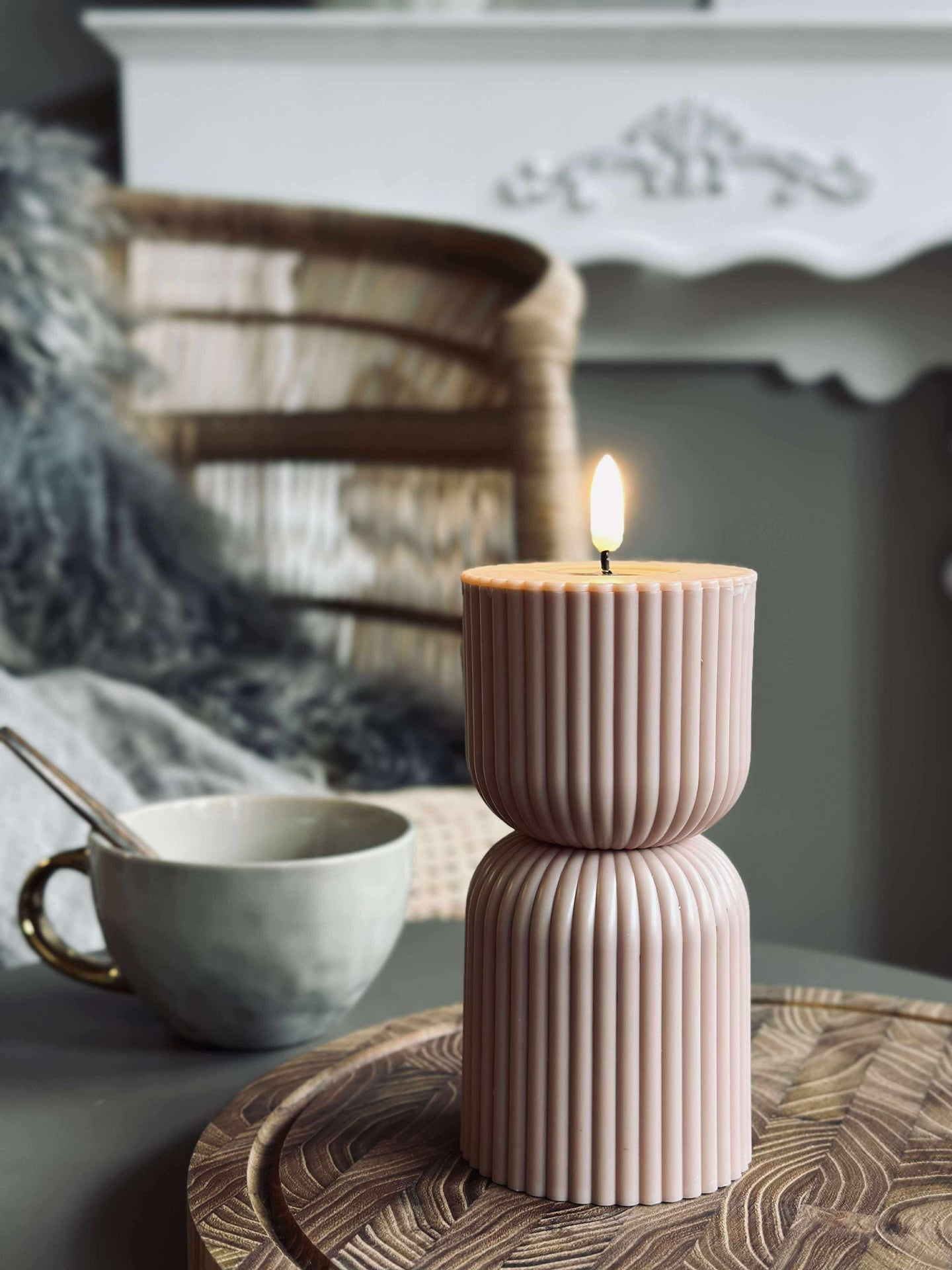 LED Blokklys Beige timeglass - Utendørs