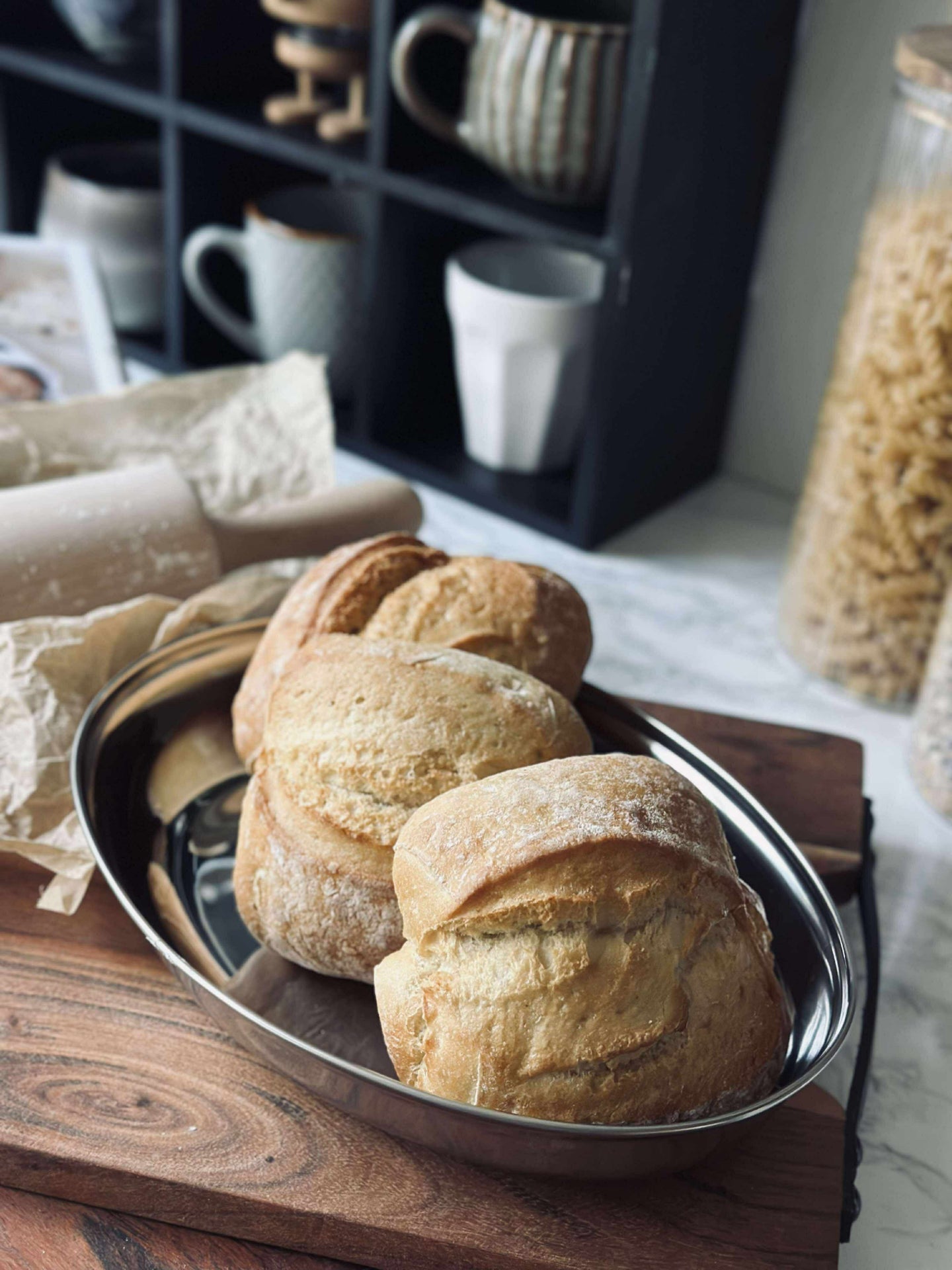 Rundt fat med kant - Rustfritt stål