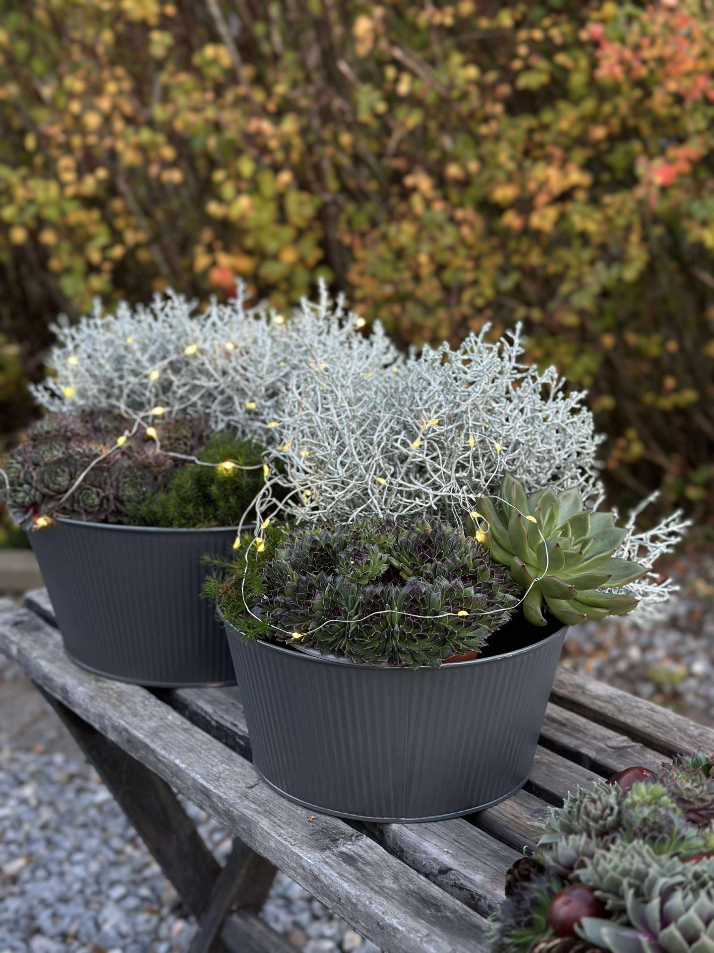 Rund potte med riller - Grå