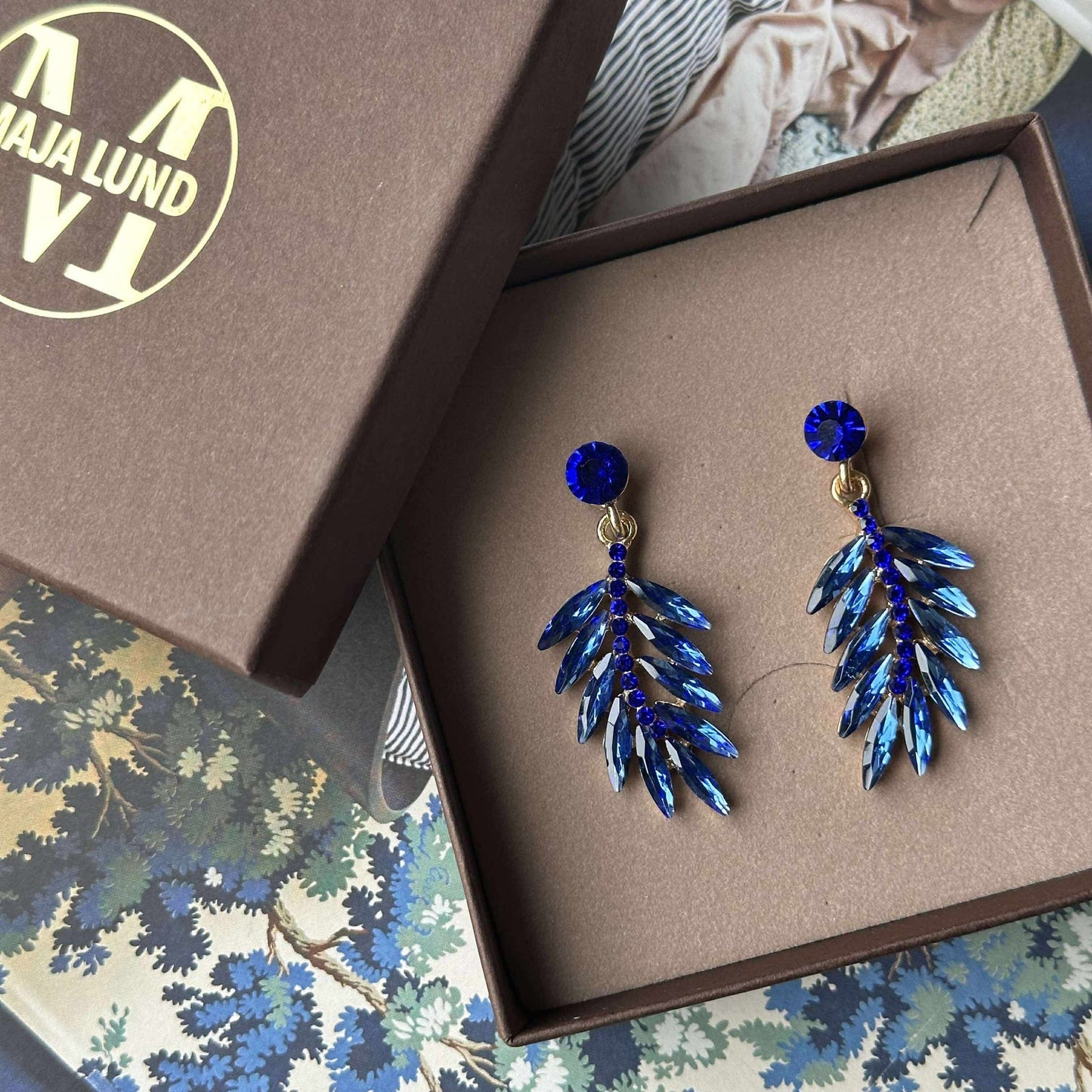 Øreringer Feather - Royal blue