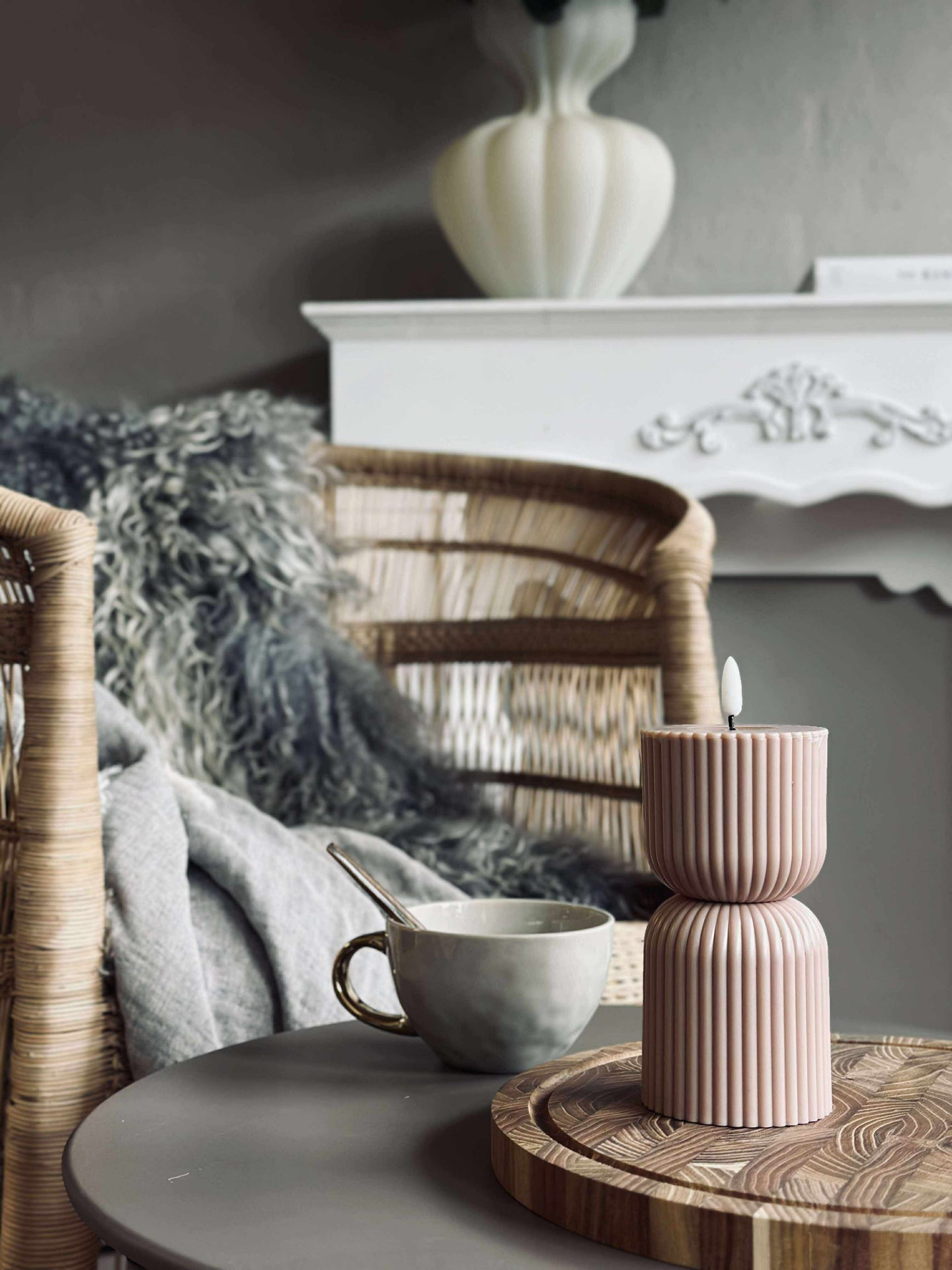 LED Blokklys Beige timeglass - Utendørs