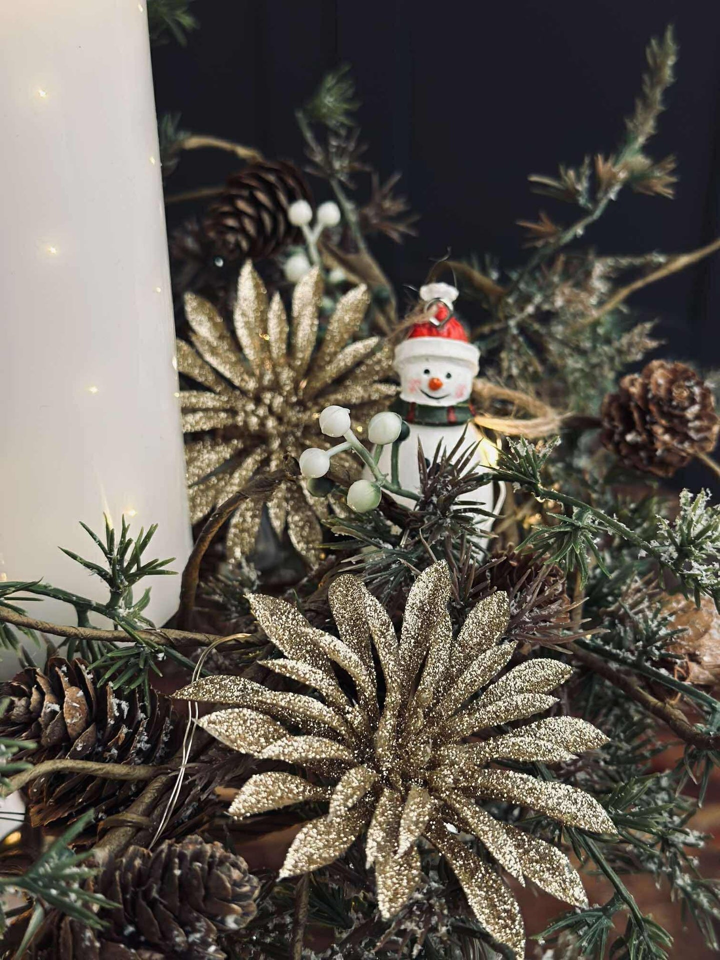 Dekorblomster med glimmer - 4 stk