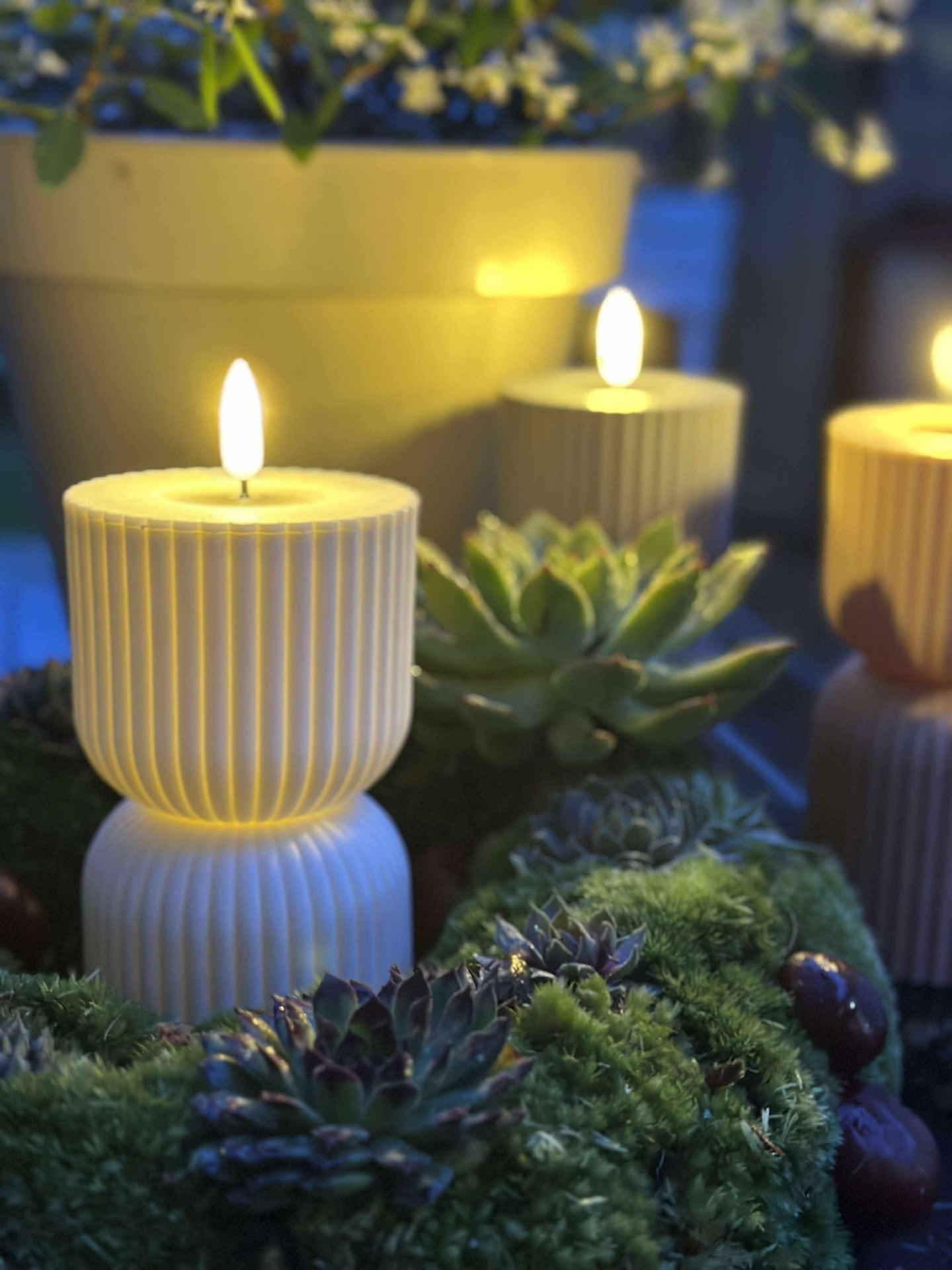 LED Blokklys Hvit timeglass - Utendørs