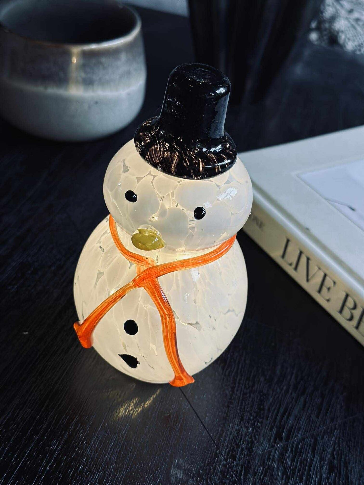 Snømann med LED-lys