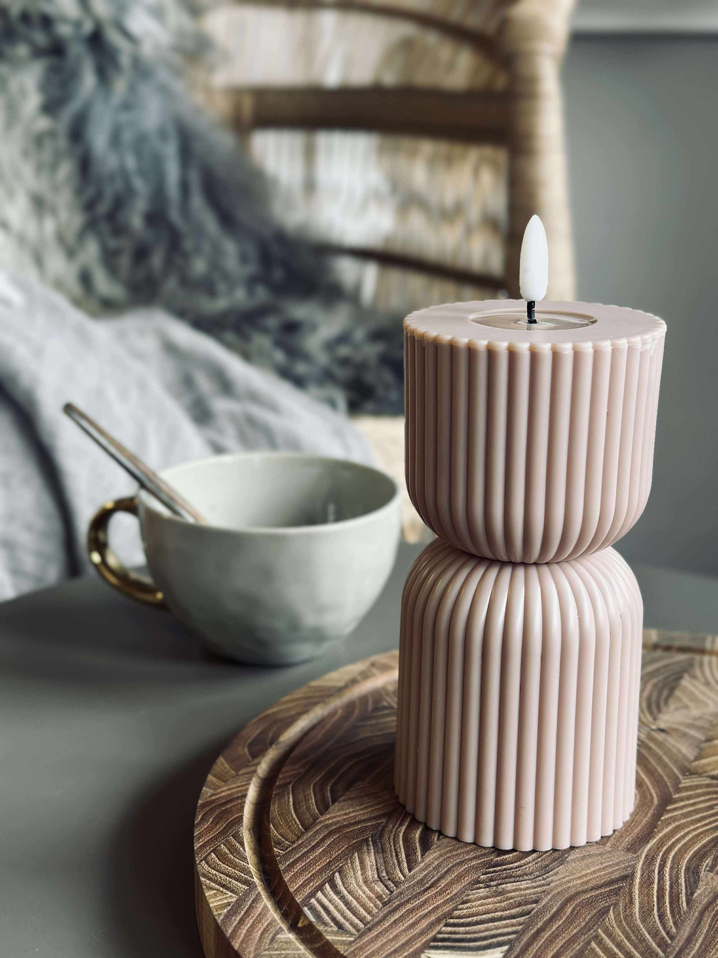 LED Blokklys Beige timeglass - Utendørs