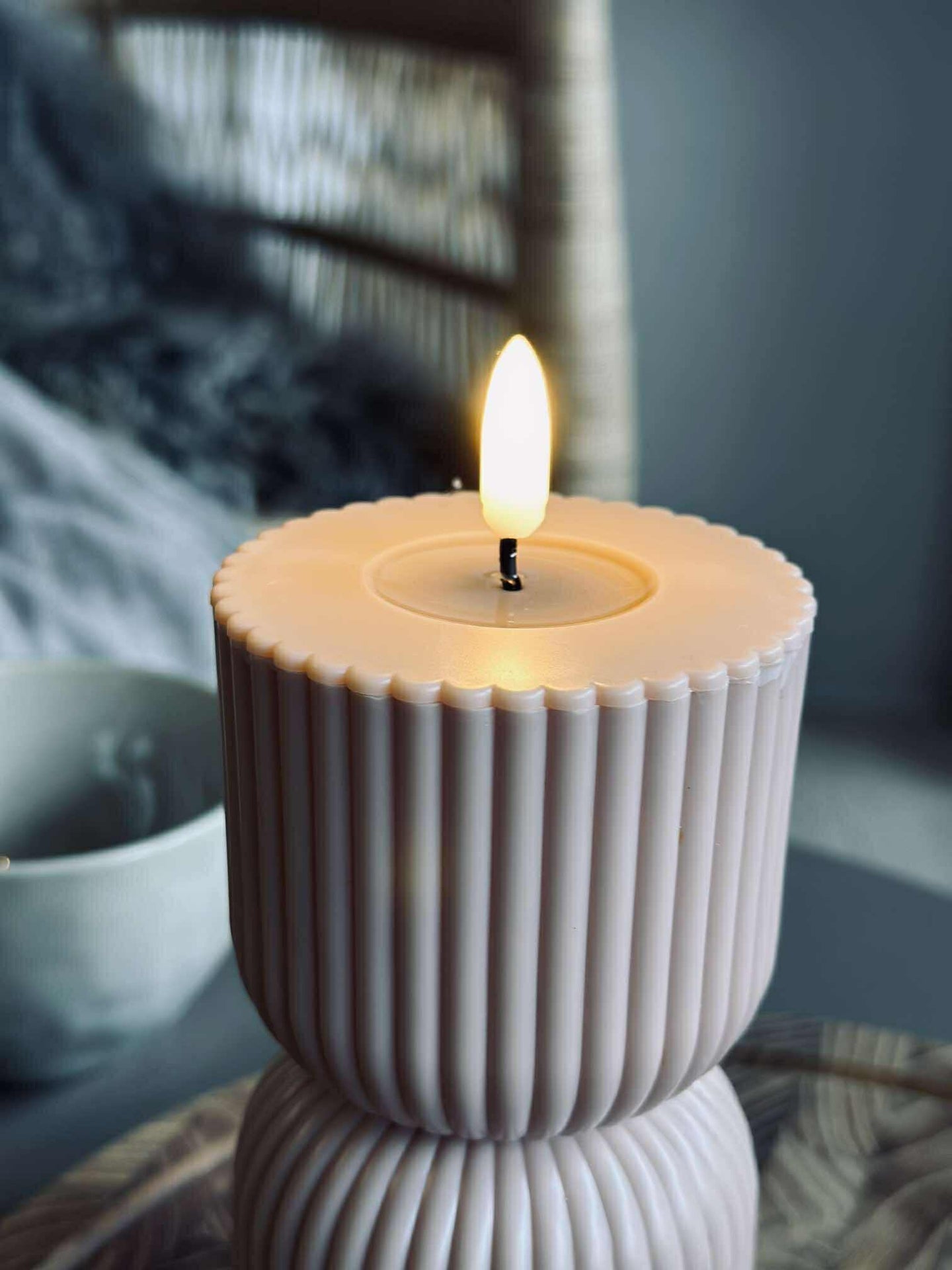 LED Bloklys Beige timeglass - Utendørs