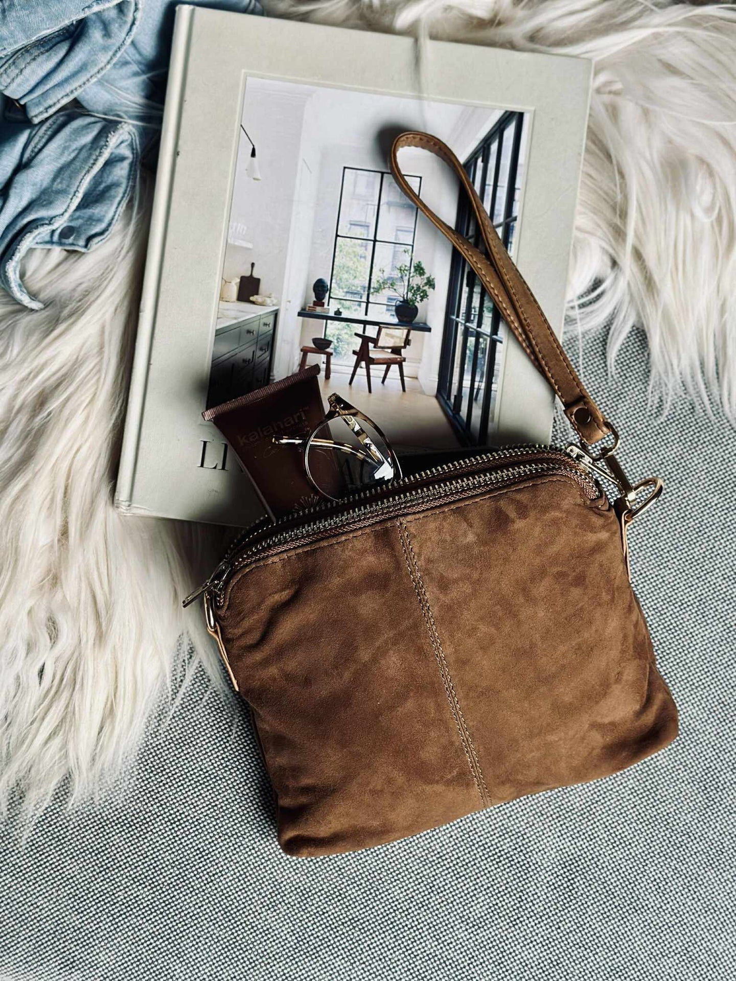 Crossbody clutch ALICE - Ruskinn caramel