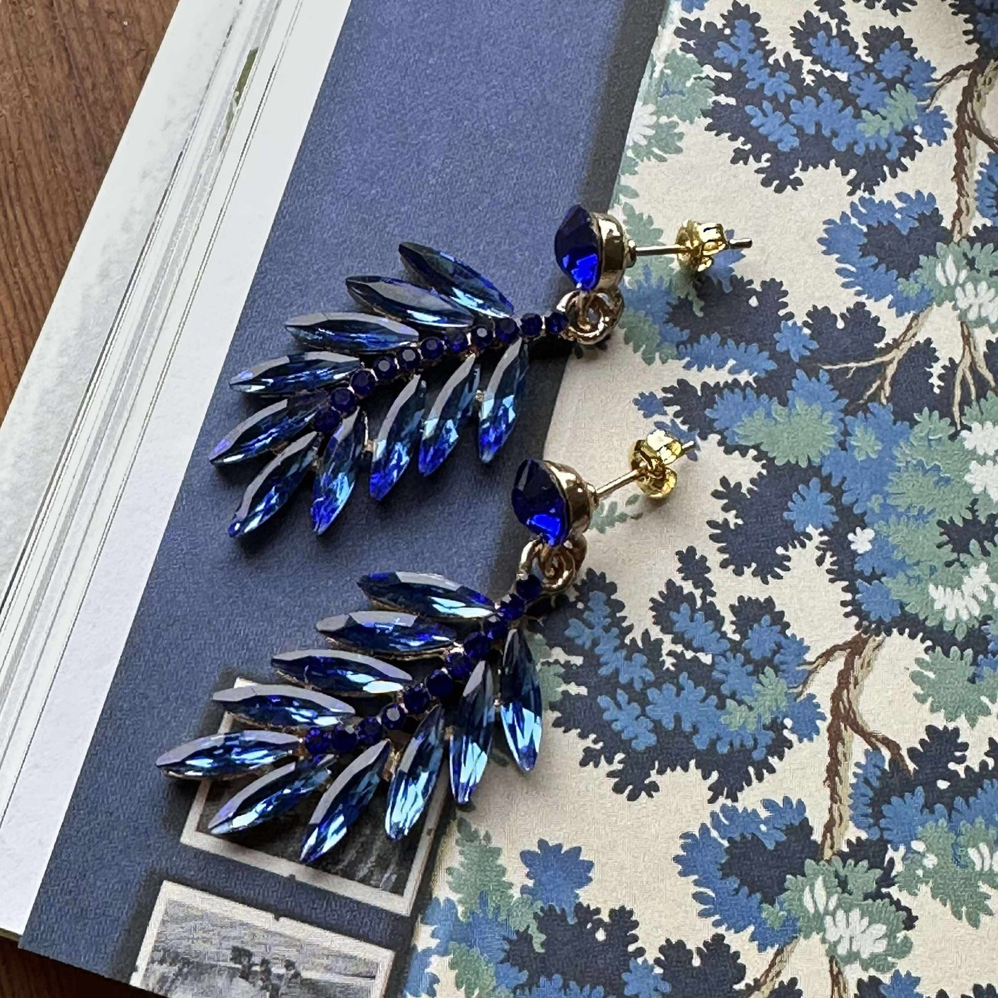 Øreringer Feather - Royal blue