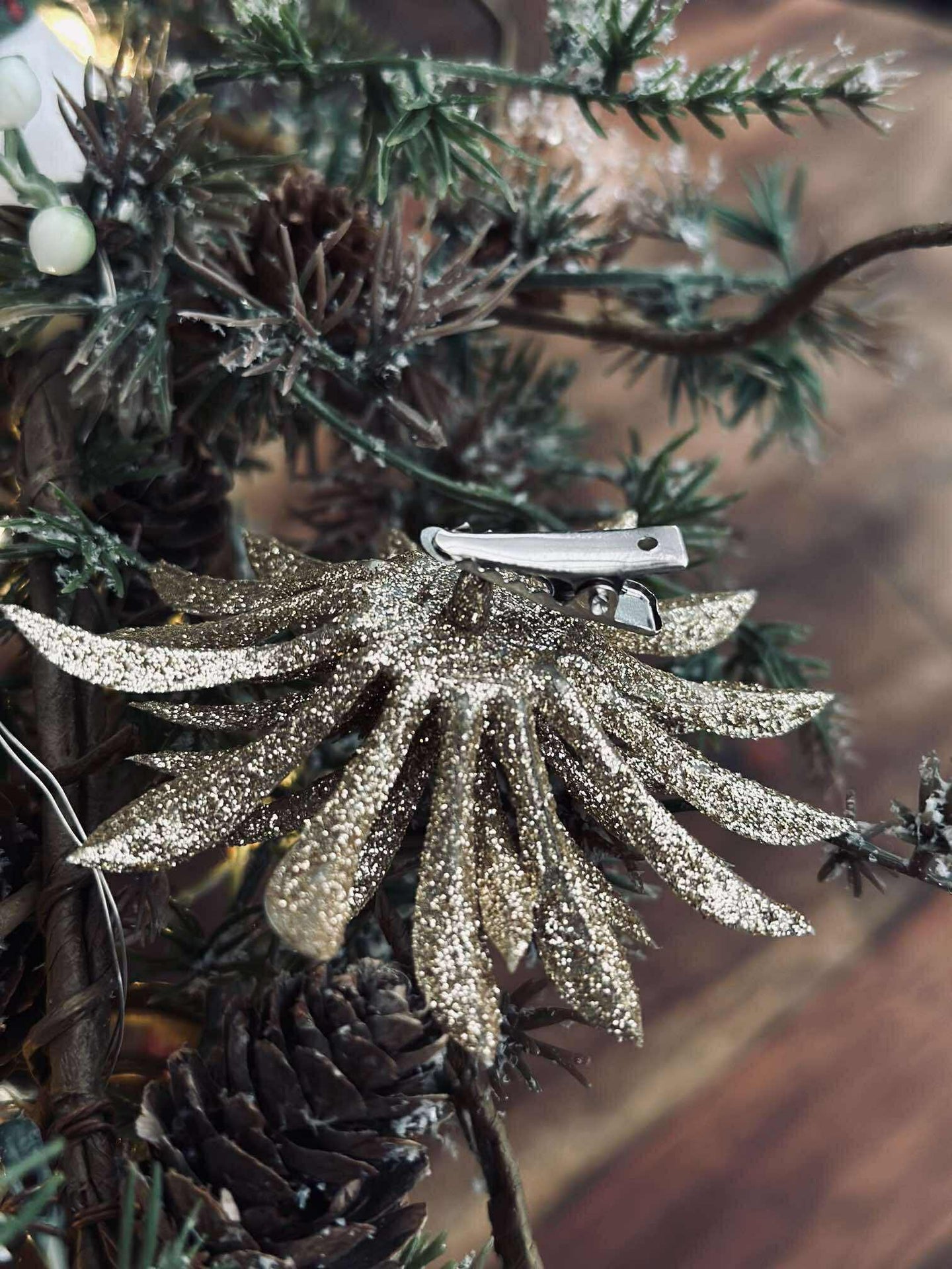 Dekorblomster med glimmer - 4 stk