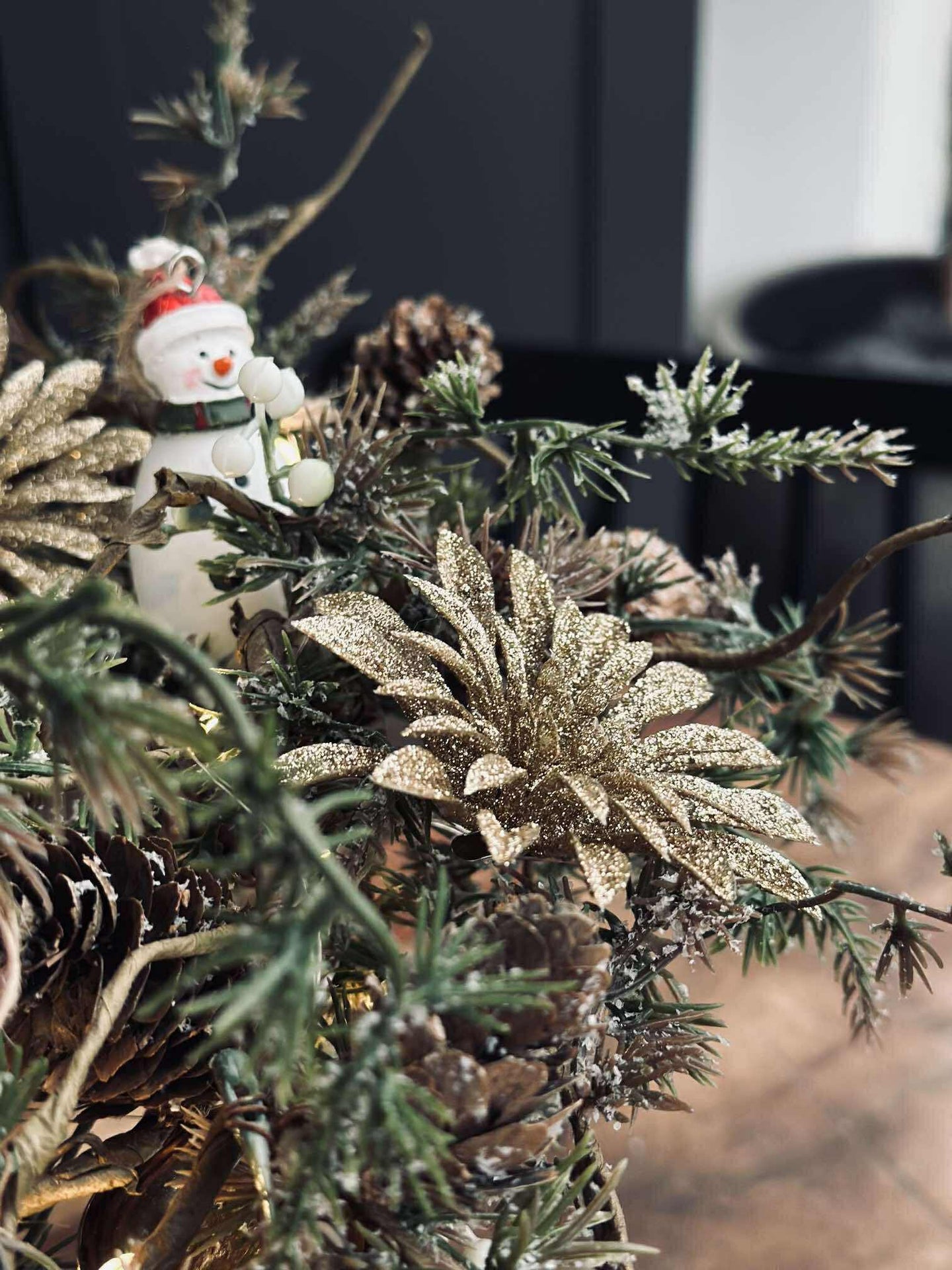 Dekorblomster med glimmer - 4 stk