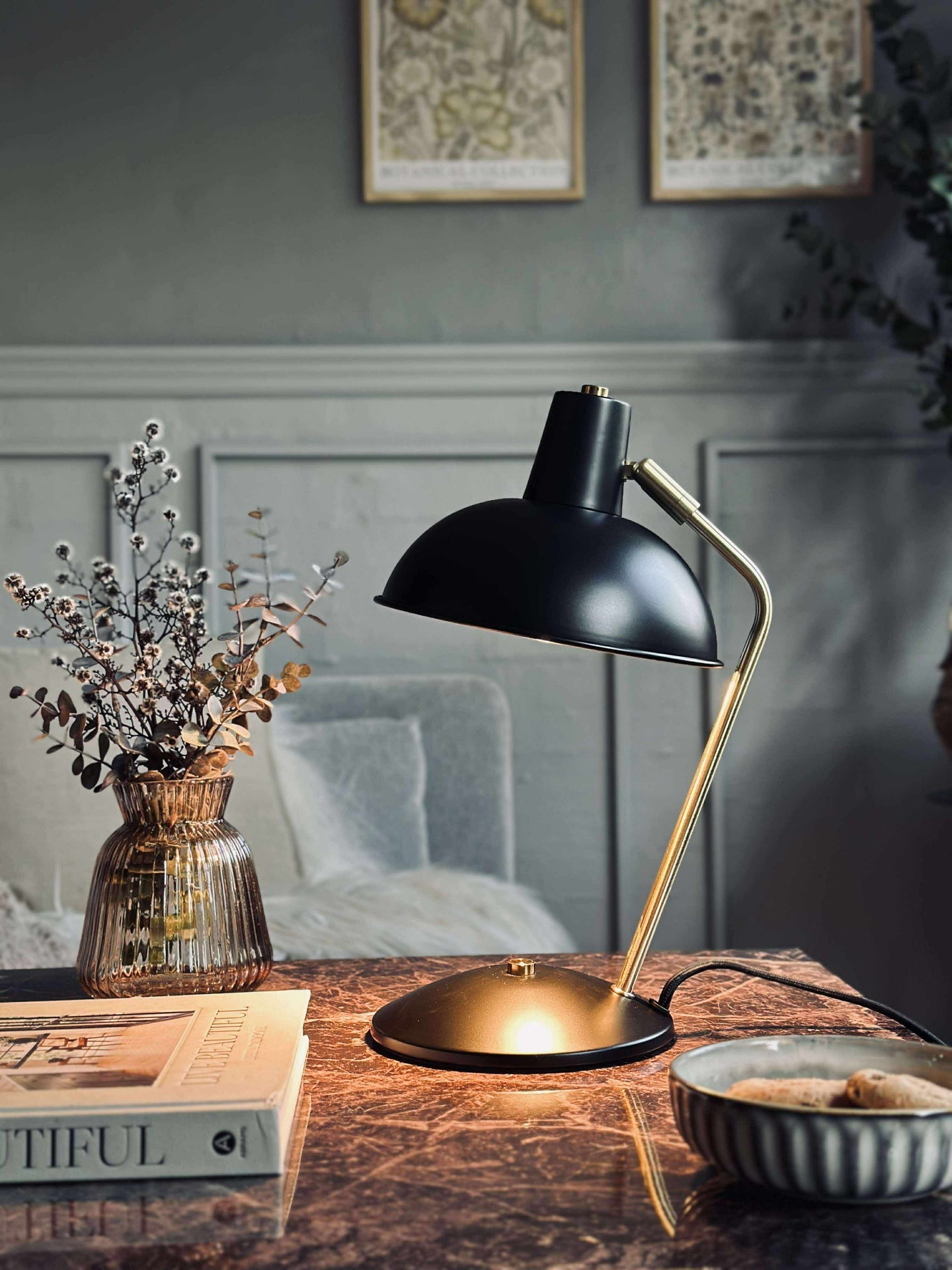 Bordlampe Retro - Svart / gull