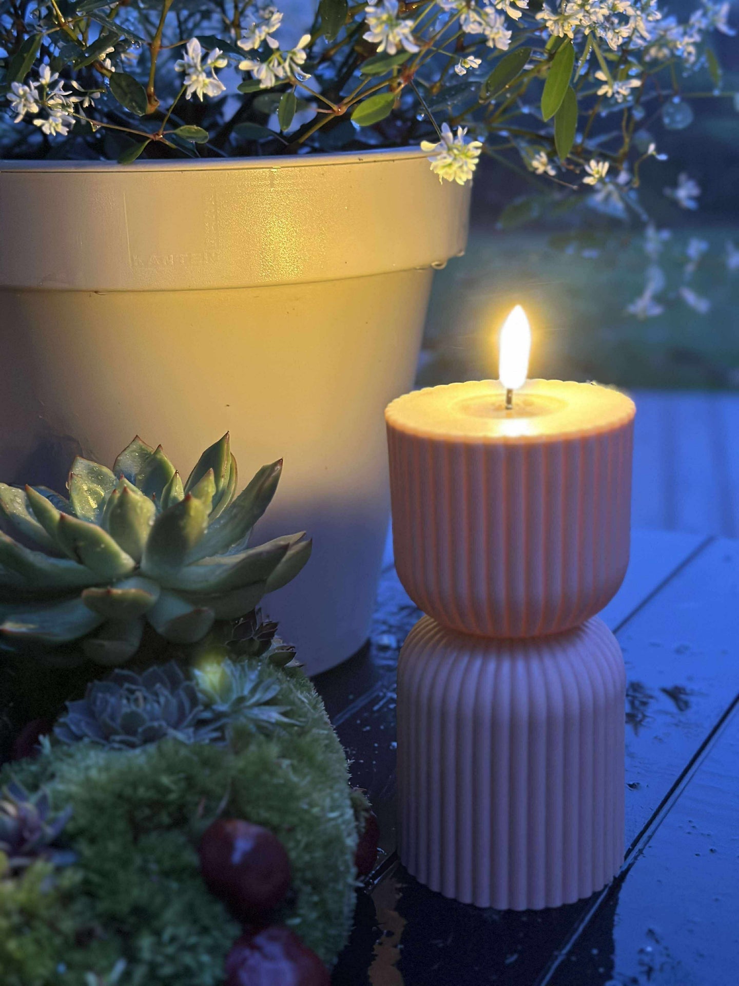 LED Blokklys Beige timeglass - Utendørs