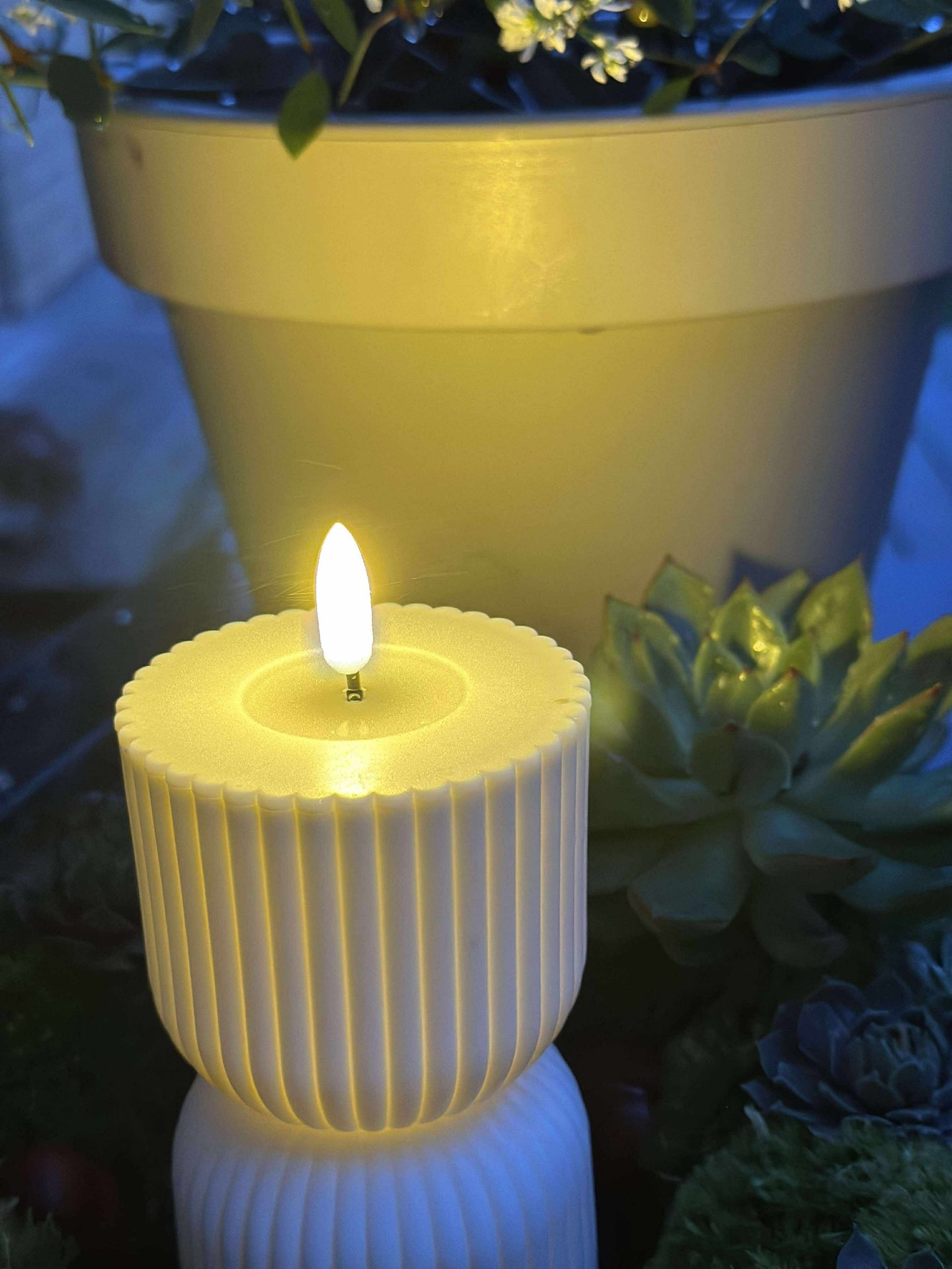 LED Blokklys Hvit timeglass - Utendørs