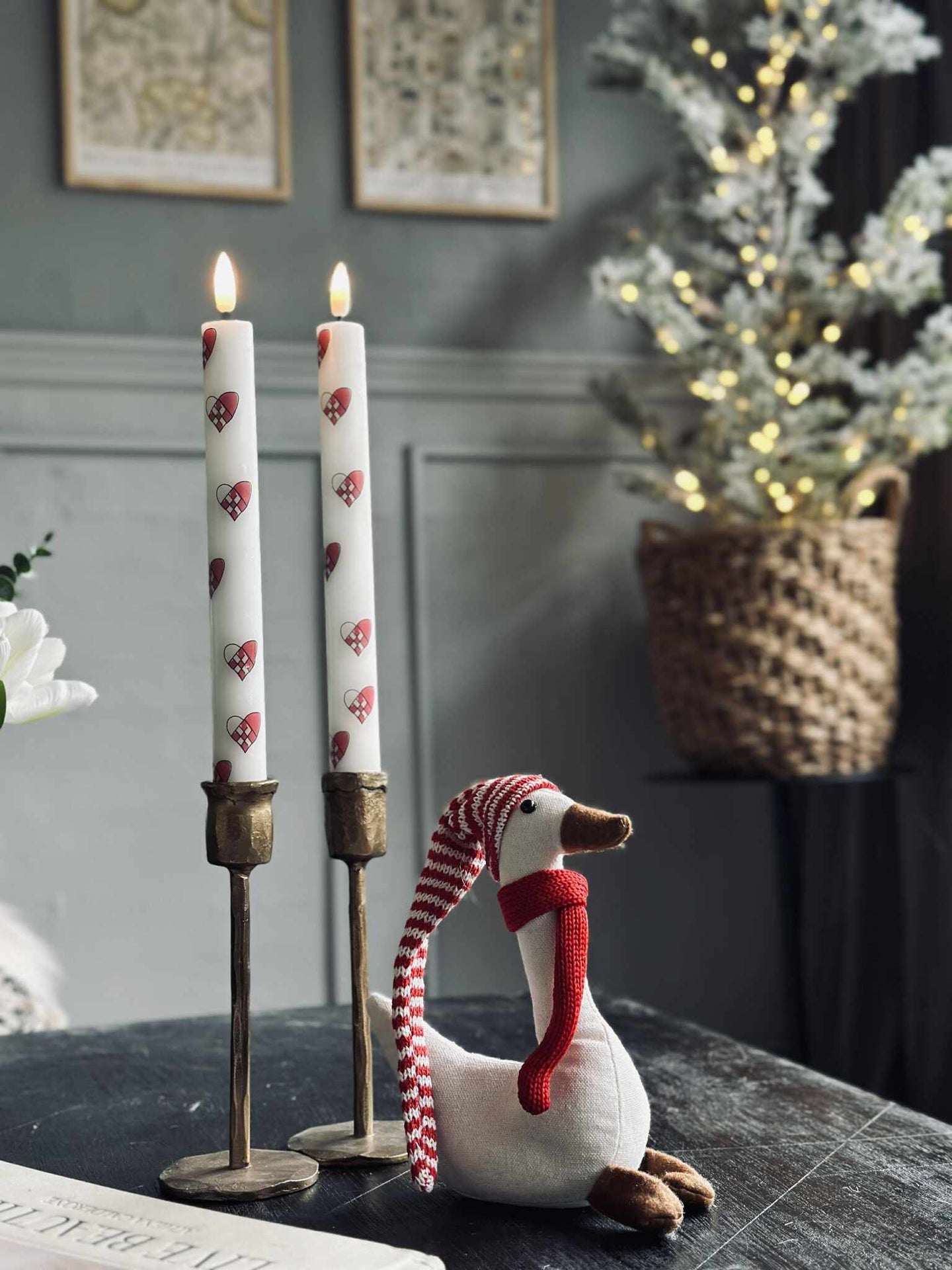 LED Stearinlys 2 stk - Hjerter