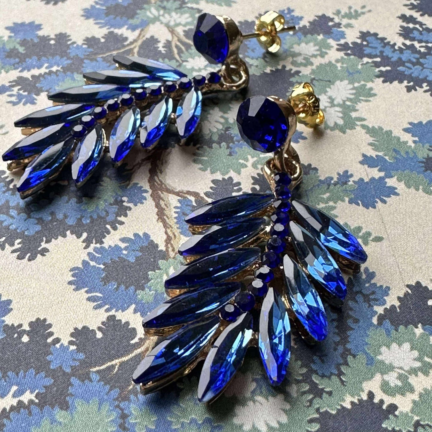 Øreringer Feather - Royal blue