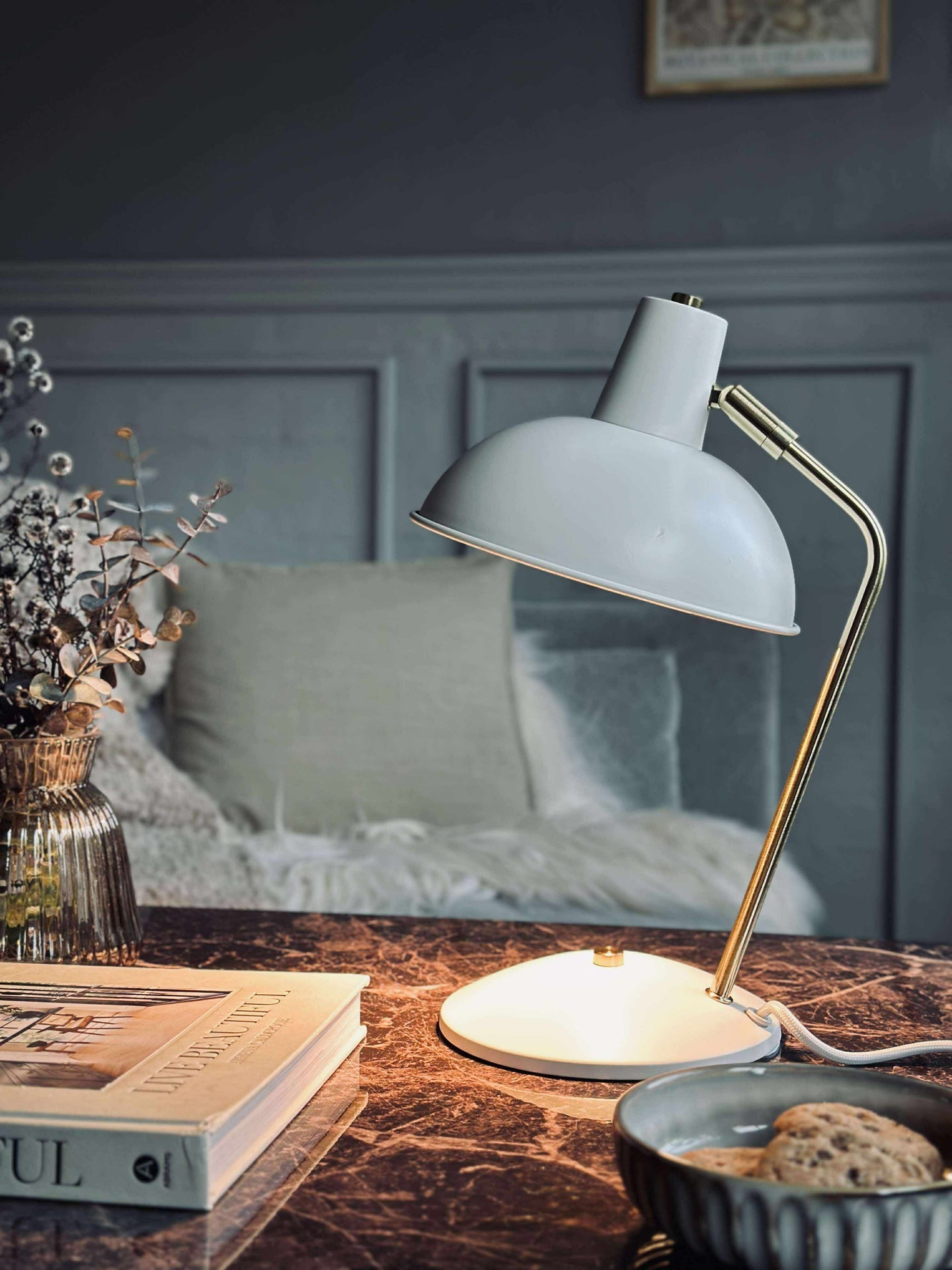 Bordlampe Retro - Hvit / gull