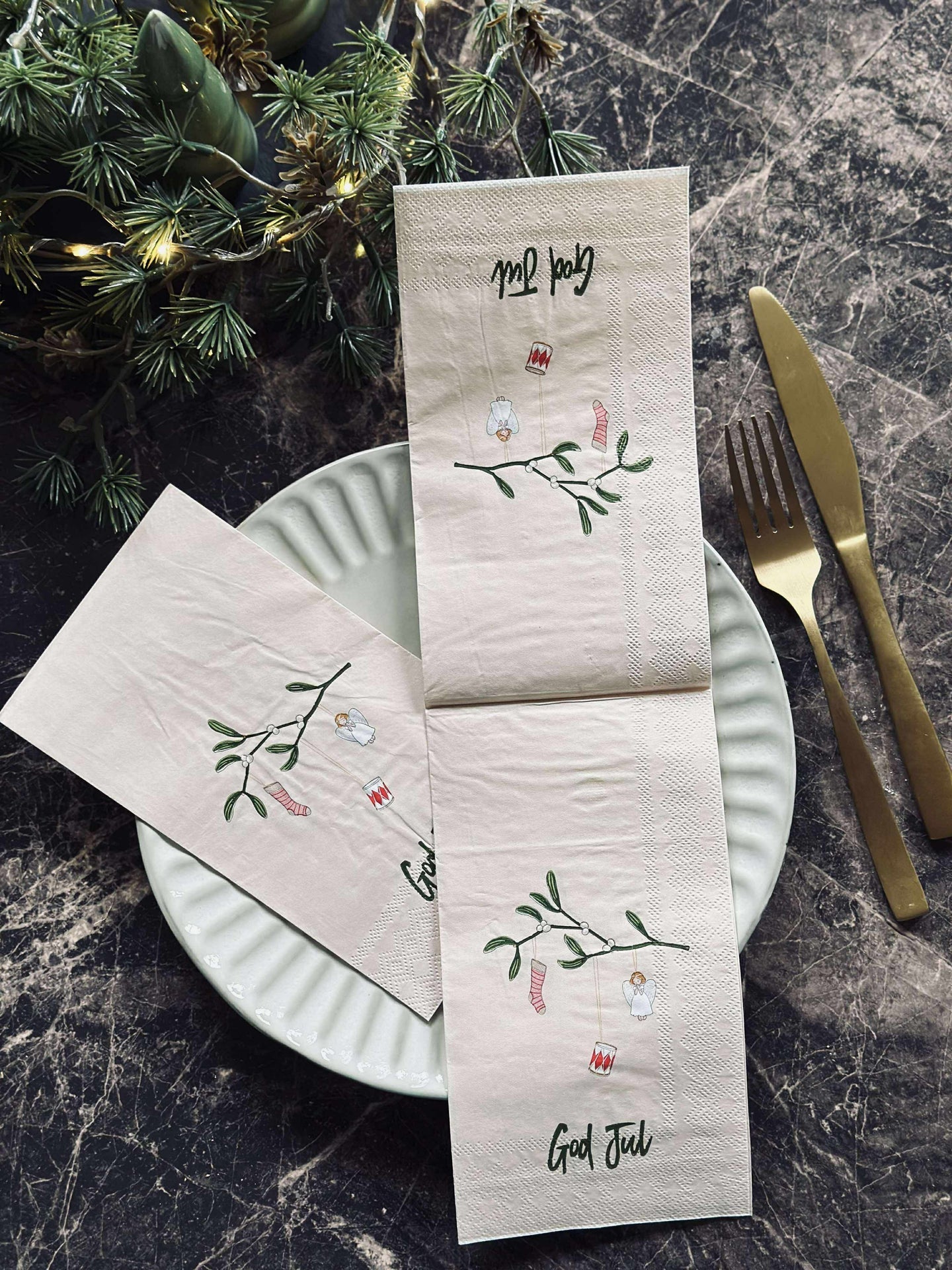 Servietter Jul - 20stk. Misteltein