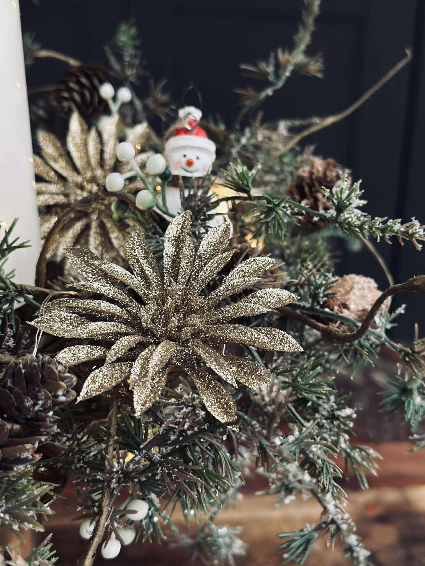 Dekorblomster med glimmer - 4 stk