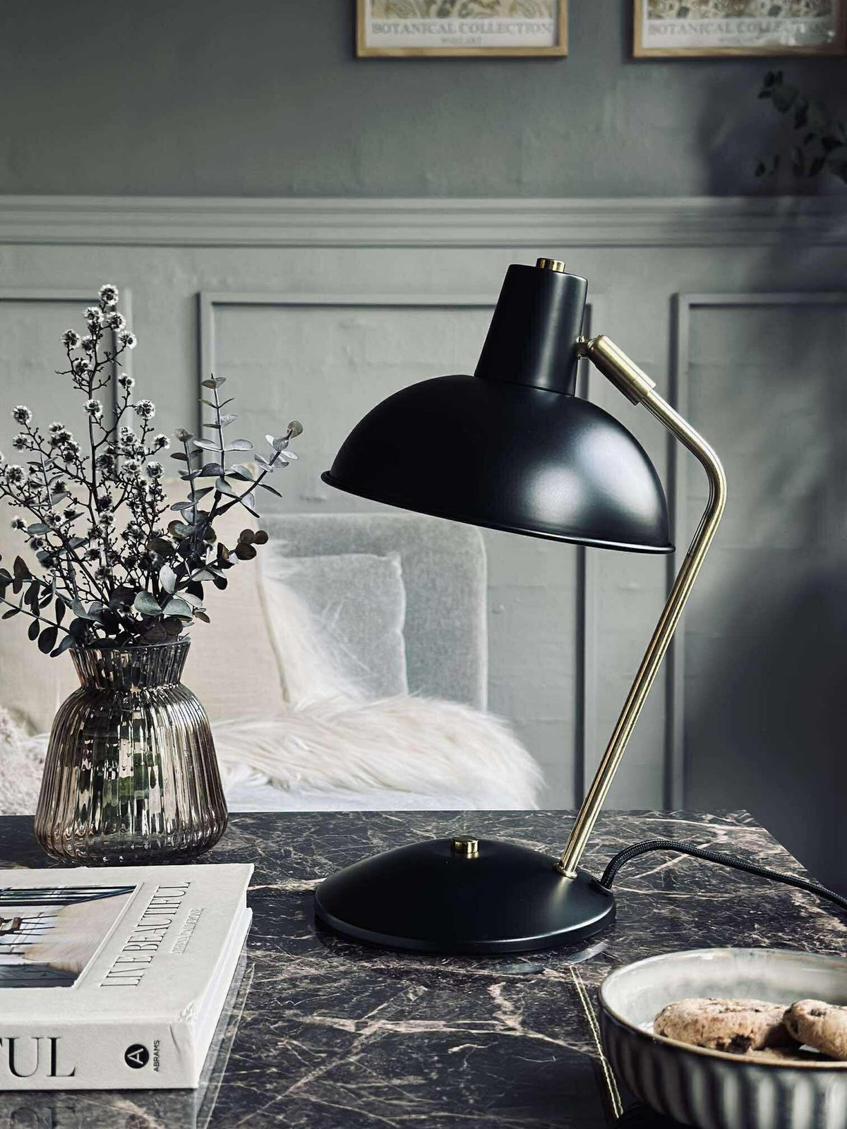 Bordlampe Retro - Svart / gull