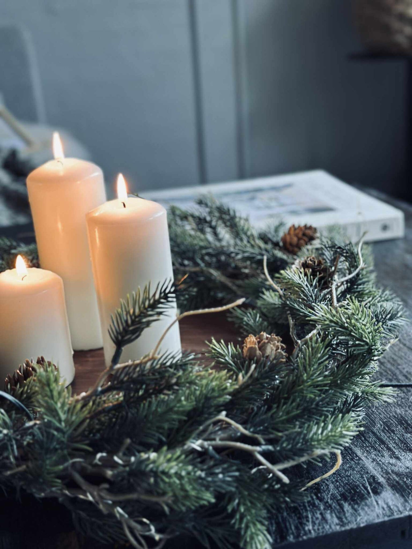 Julekrans med lys - Uten snø