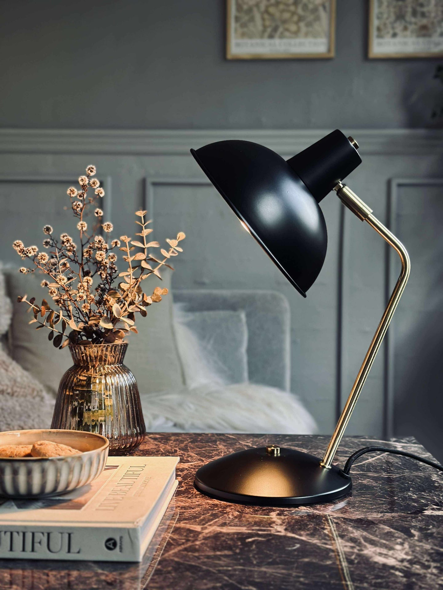 Bordlampe Retro - Svart / gull