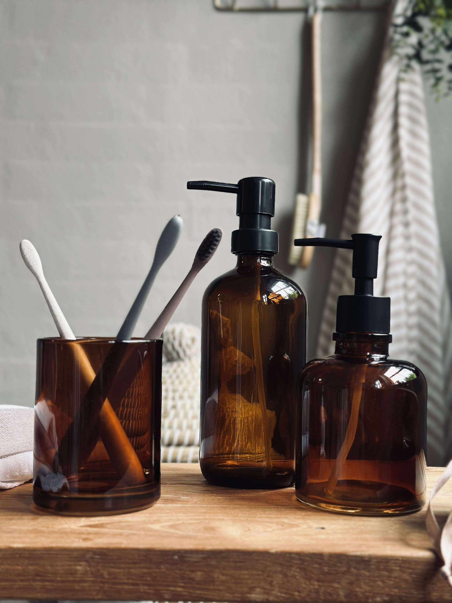 Dispenser med pumpe - Brunt glass
