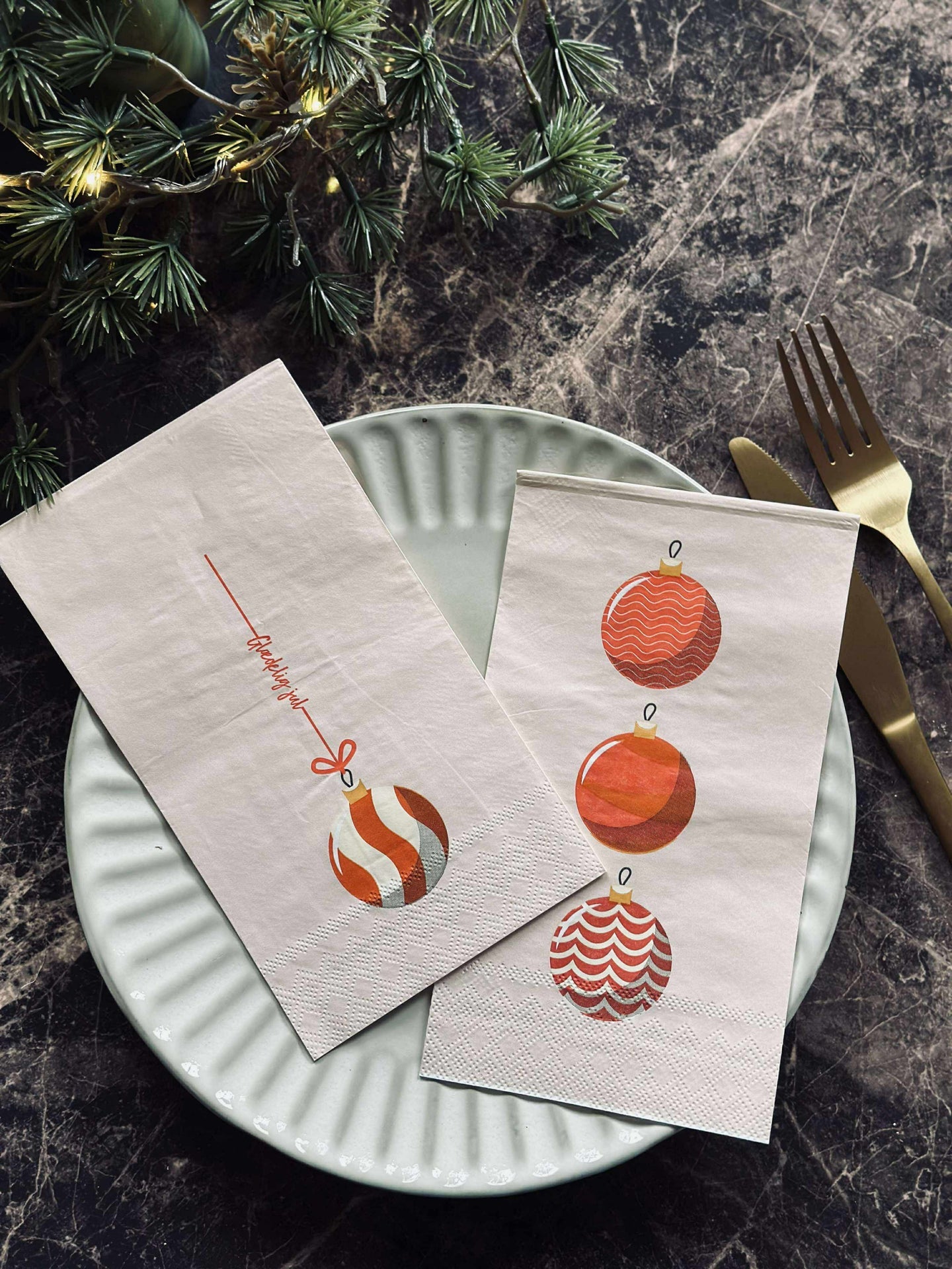 Juleservietter - 20 stk. Rød / Sand