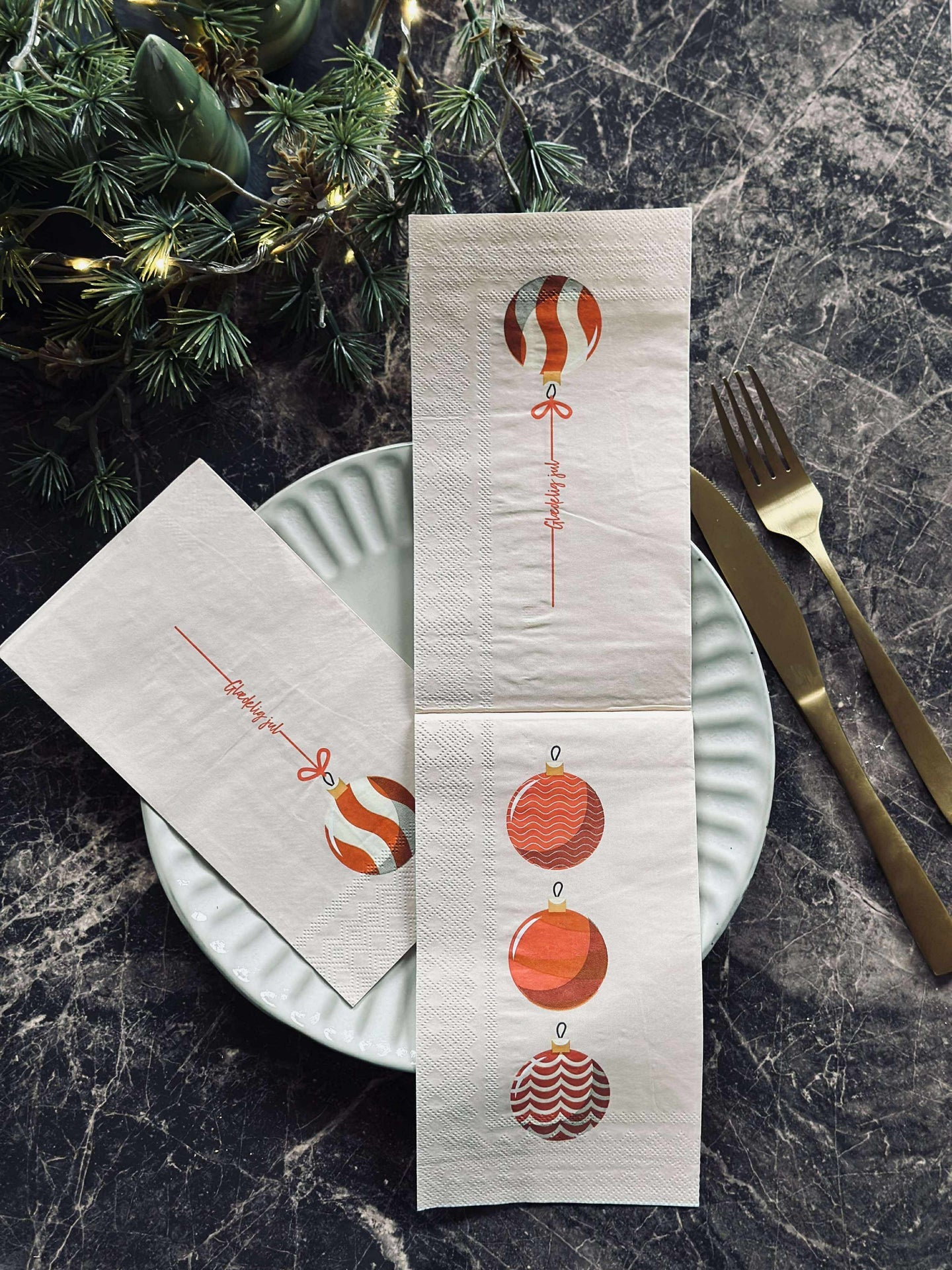 Juleservietter - 20 stk. Rød / Sand