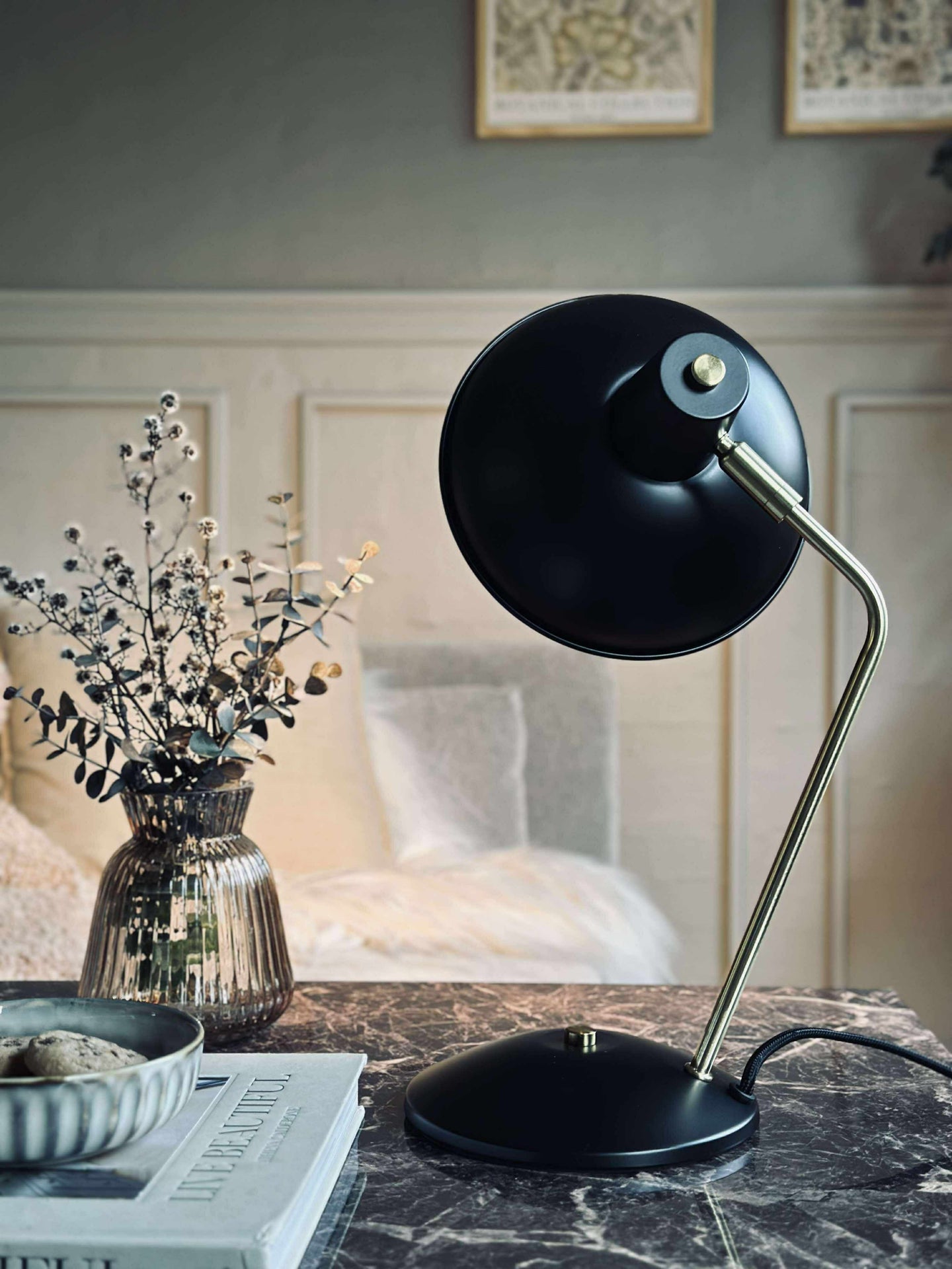 Bordlampe Retro - Svart / gull