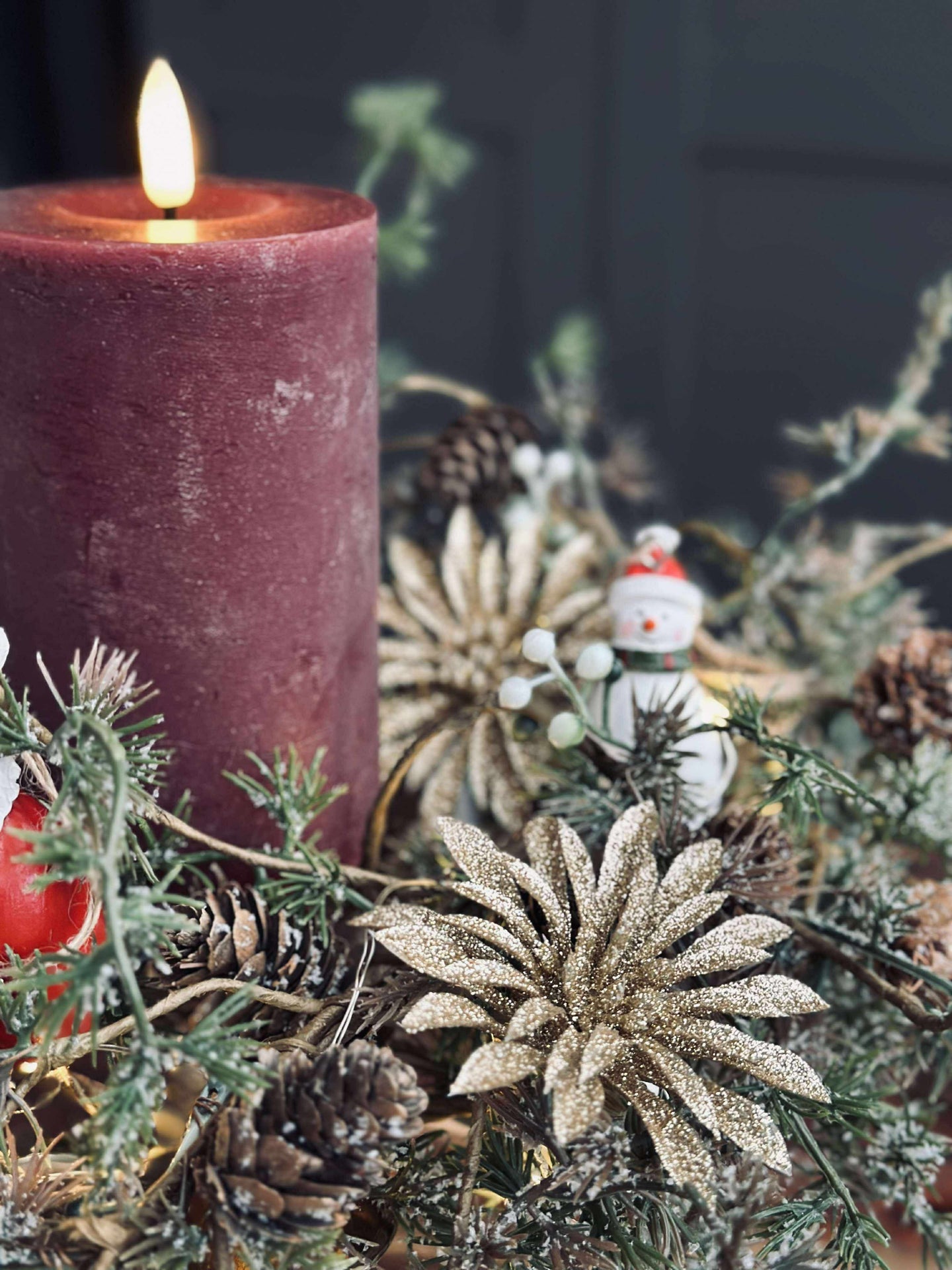 Dekorblomster med glimmer - 4 stk