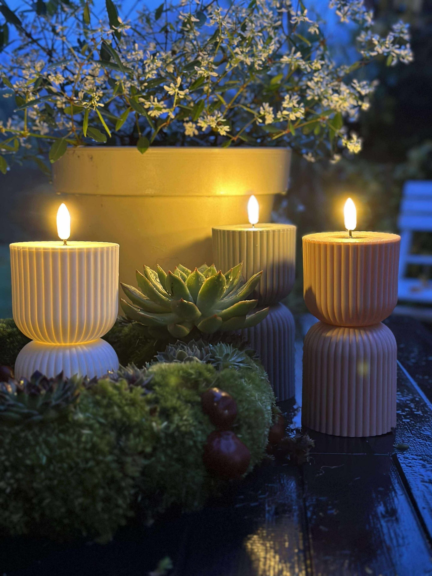 LED Blokklys Beige timeglass - Utendørs