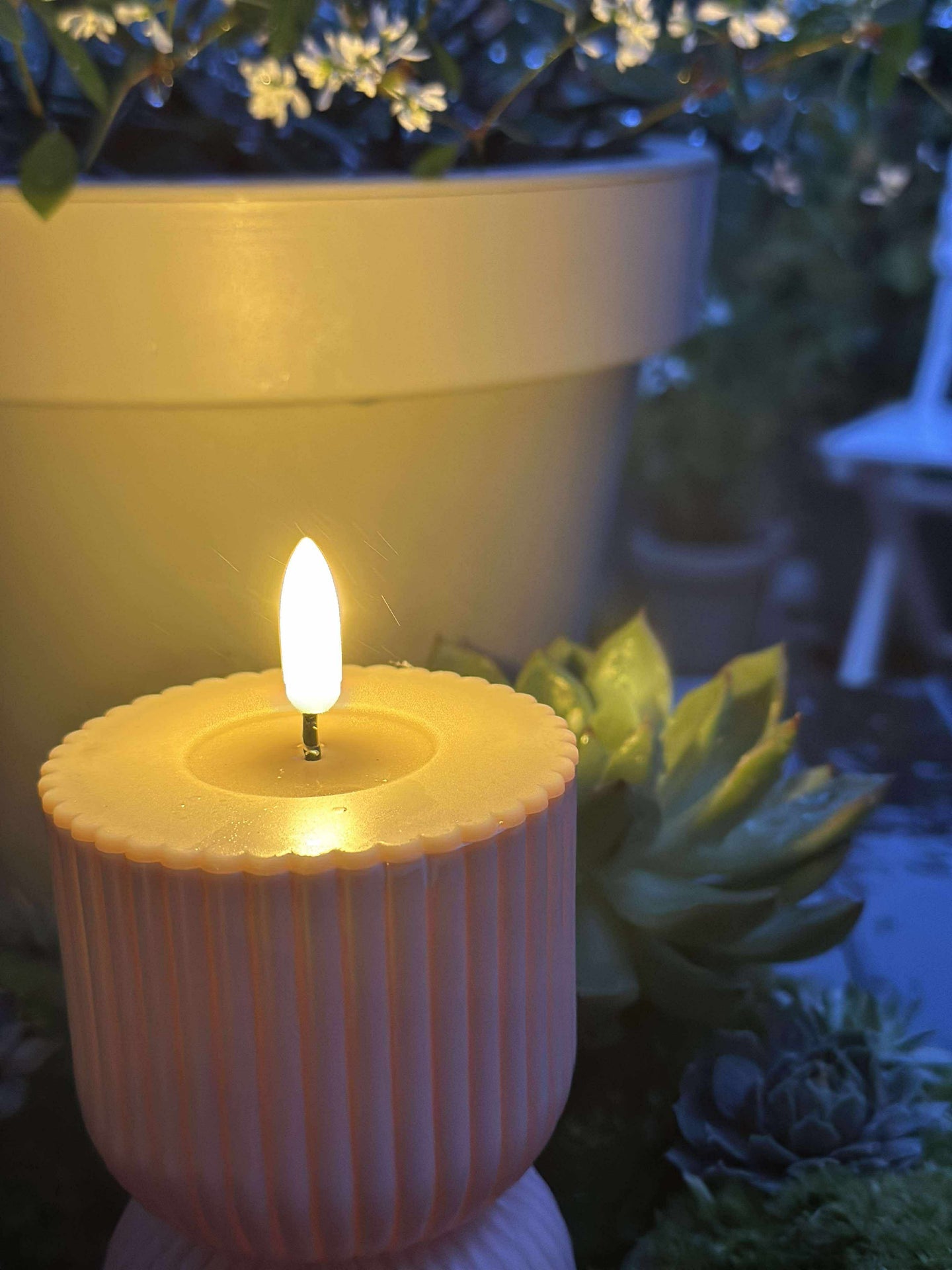 LED Blokklys Beige timeglass - Utendørs