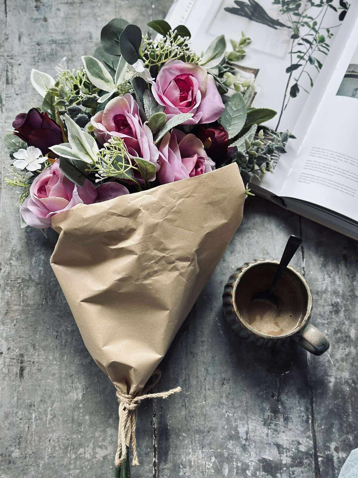 Bukett med roser - Rosa