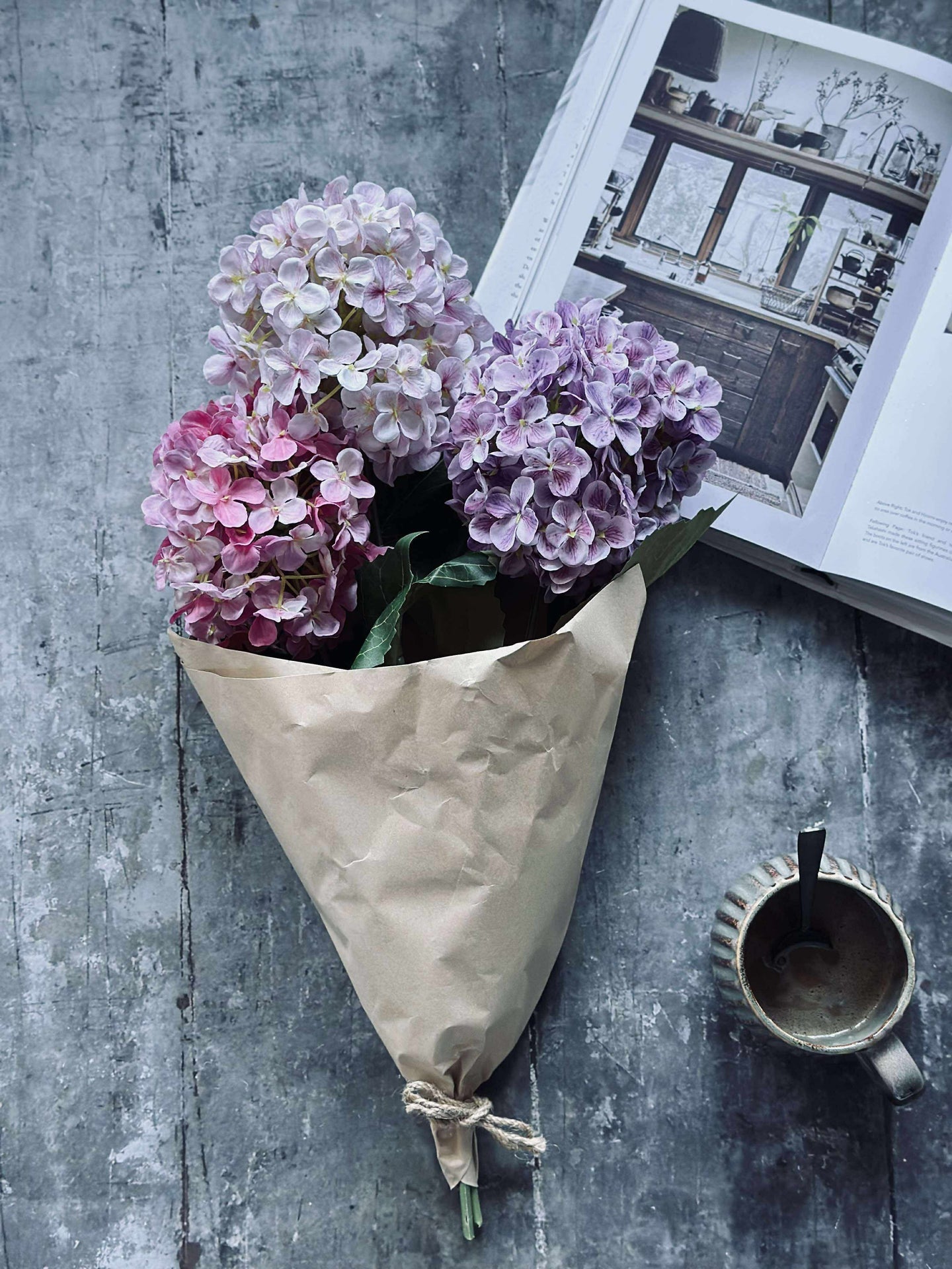 Bukett - Hortensia rosa / lilla