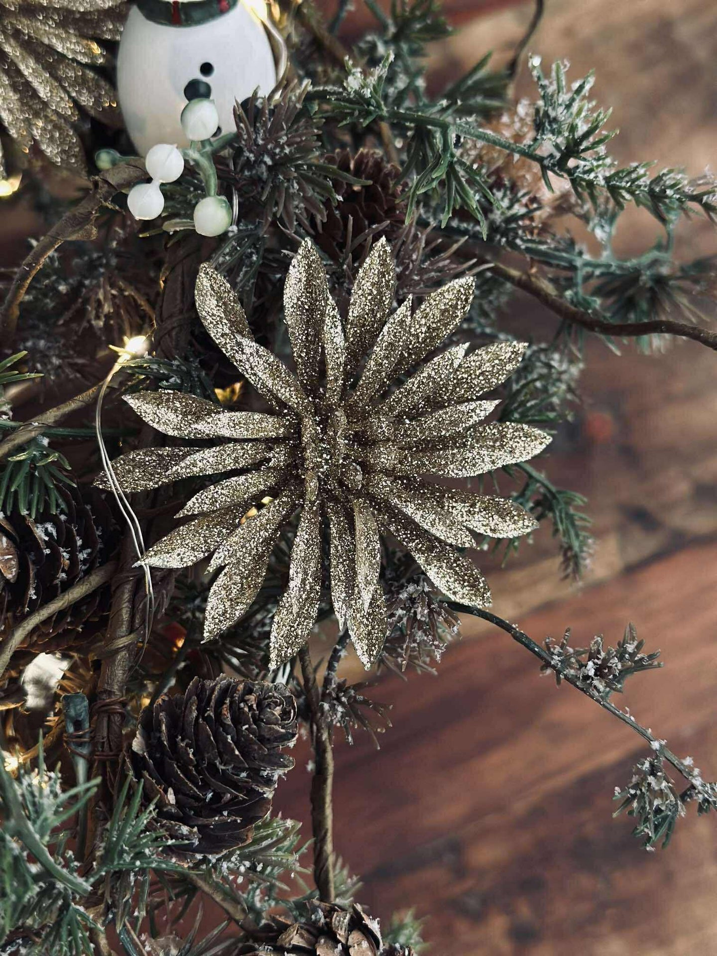 Dekorblomster med glimmer - 4 stk