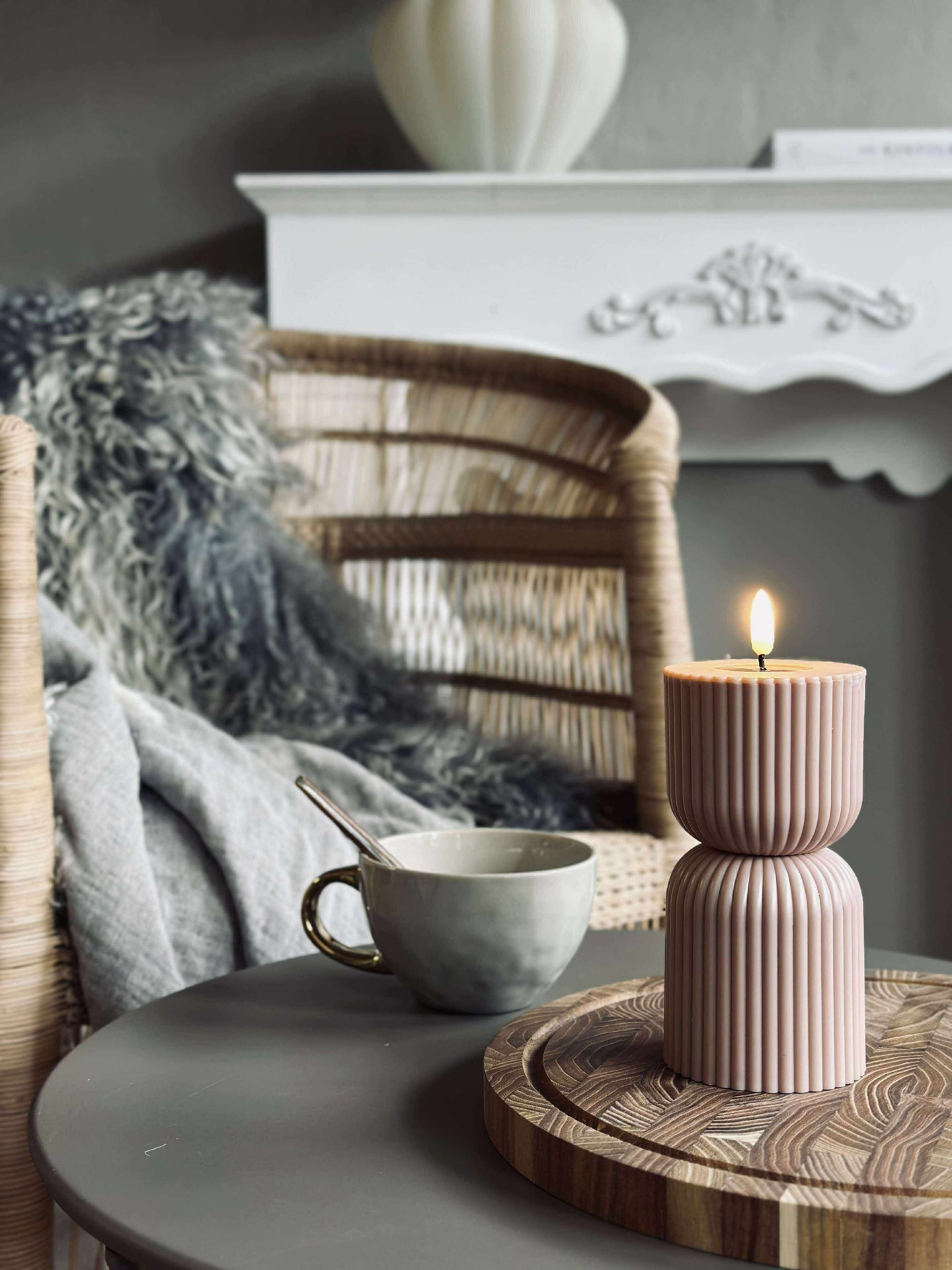 LED Blokklys Beige timeglass - Utendørs