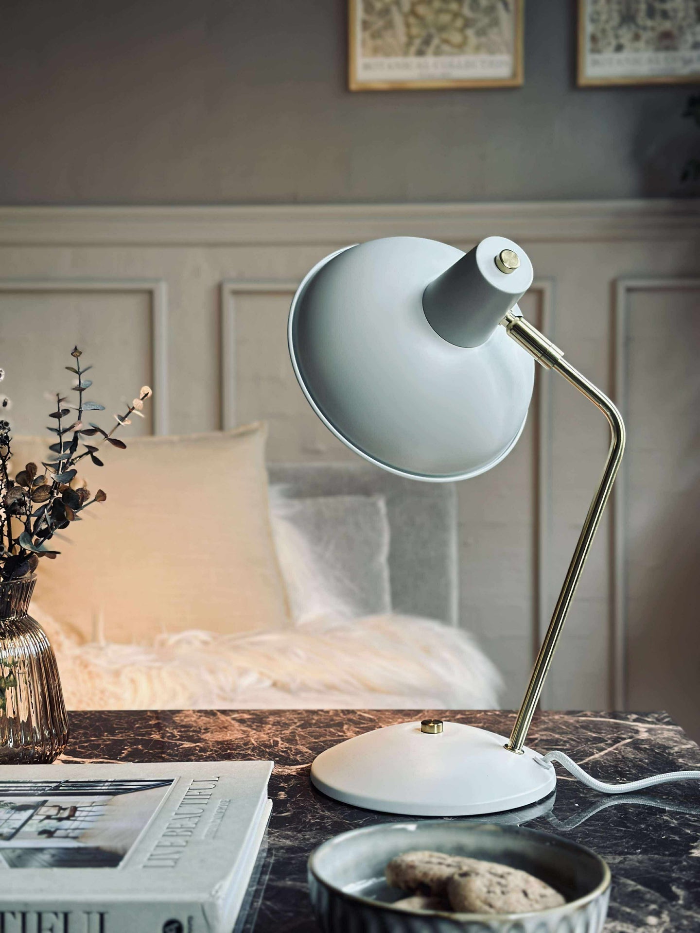 Bordlampe Retro - Hvit / gull