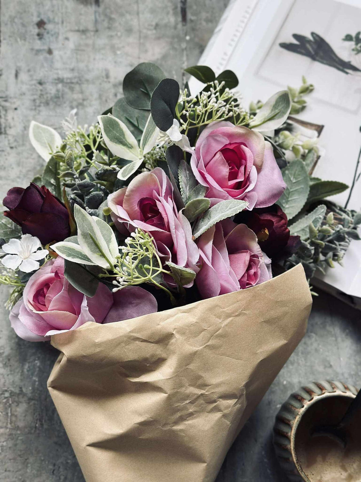 Bukett med roser - Rosa